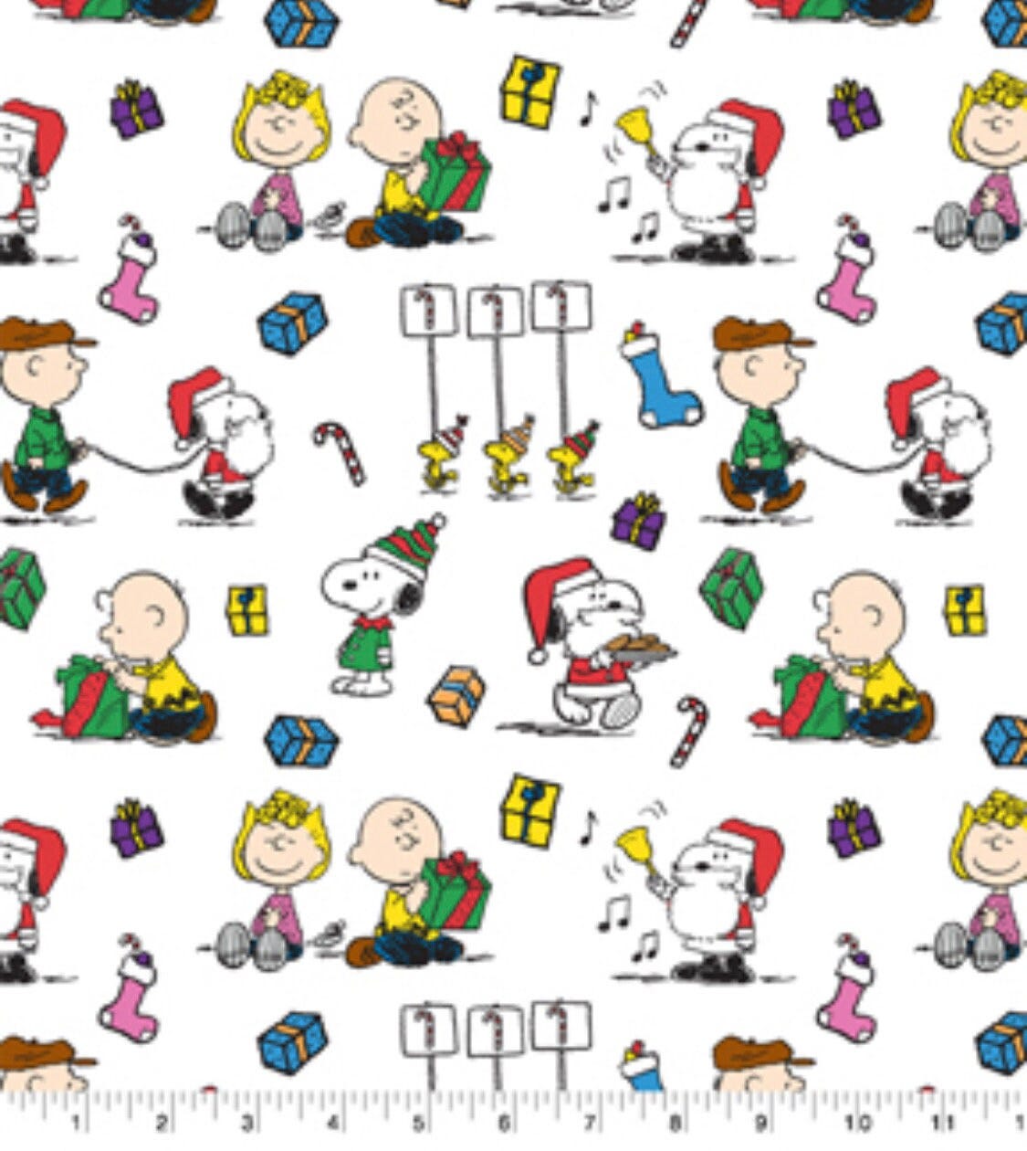 Peanuts Christmas Gathering fabric- 1/4 yard, 1/2 yard, Remnant - Fat Quarter - 100% Cotton -