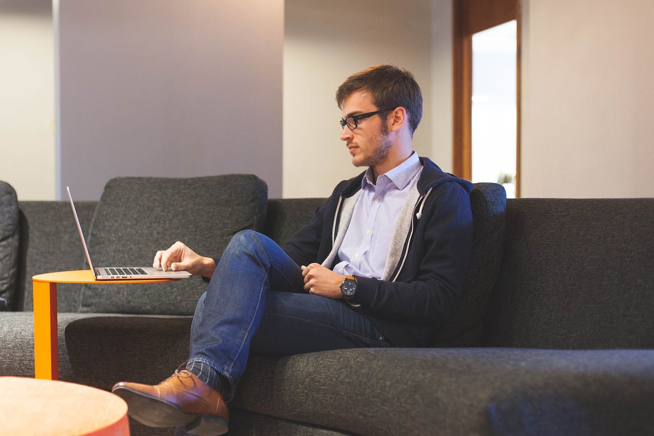 Young man using a laptop