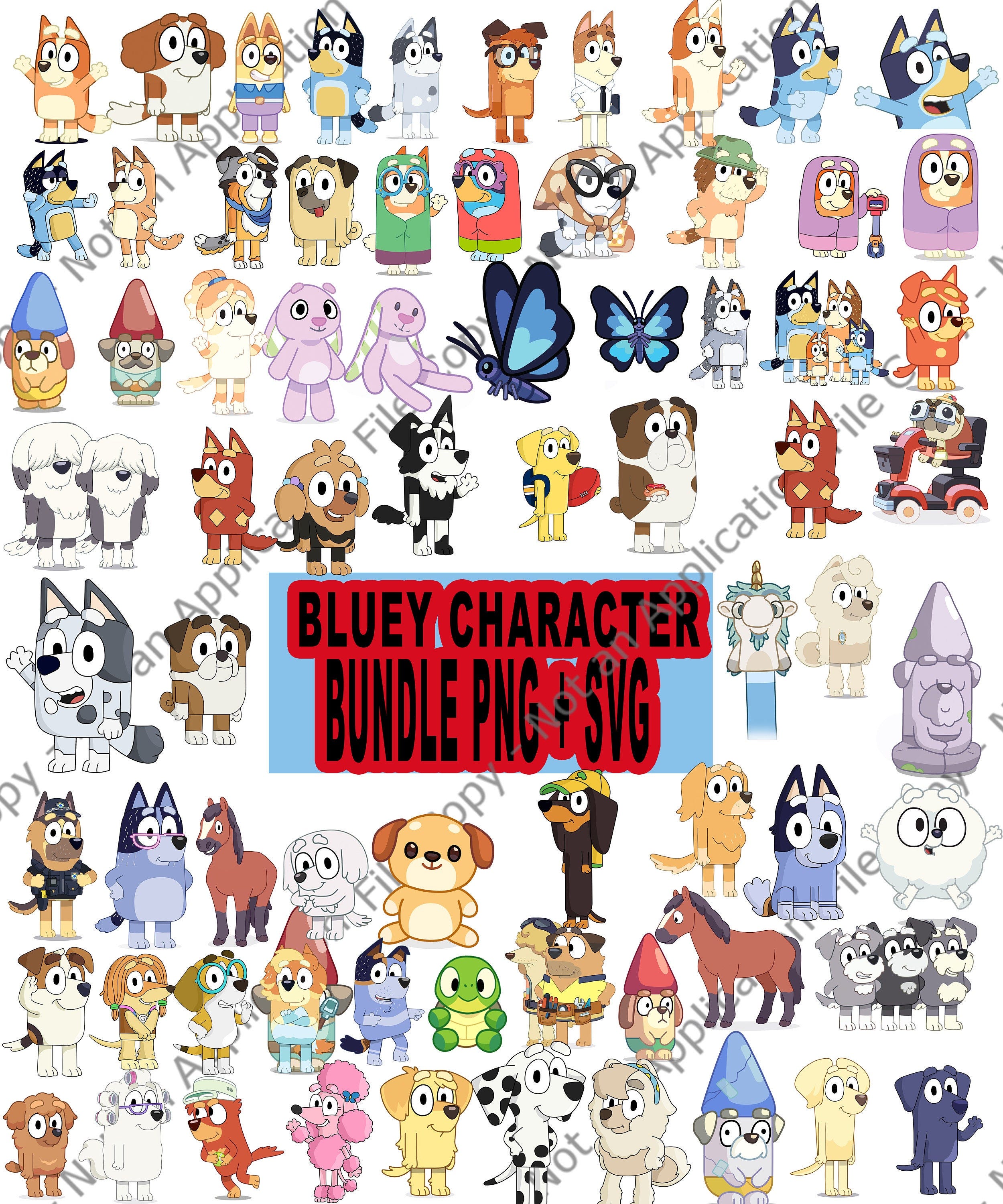 Bluey Bundle png svg, Bluey SVG, Bluey PNG, Bluey Bingo,Bluey Characters png, Bluey Shirt, Bluey Sweatshirt, Bluey Dad Shirt, Mega Bundle