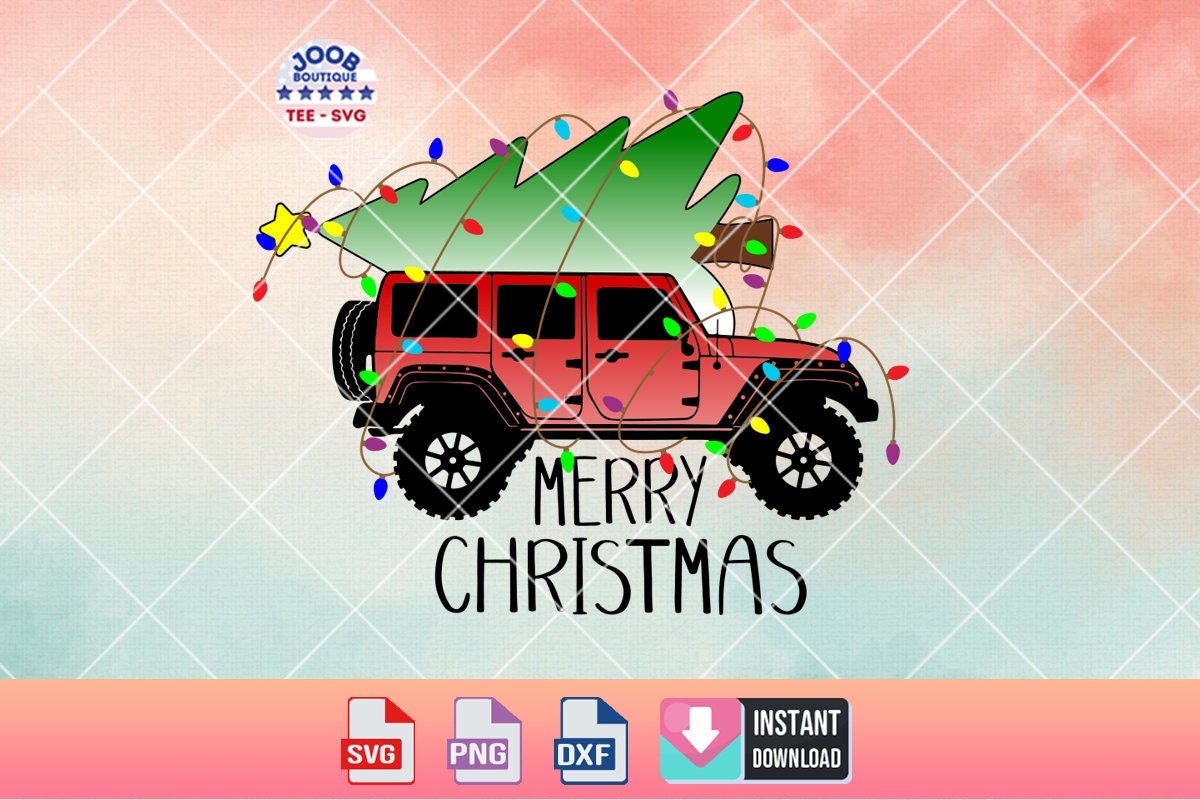 American Off Road with Christmas Tree SVG,Christmas Truck SVG,Christmas SVG,Xmas Offroad Svg,Christmas Tree Truck,Merry Christmas Svg,Cricut