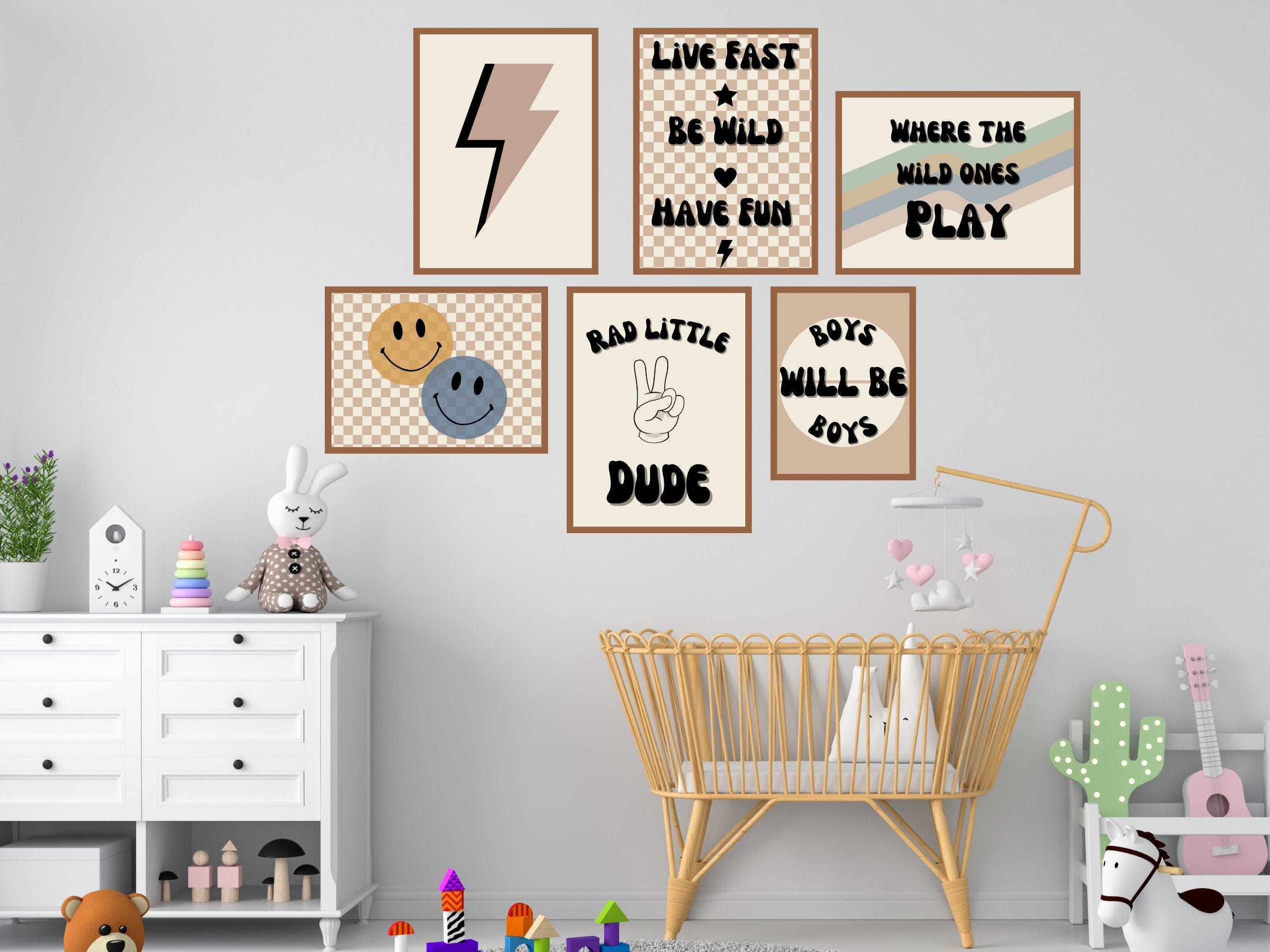 Rad Little Dude Wild Boys Will Be Boys Wall Art - Printable Digital Download - Nursery Boy Room Wall Decor