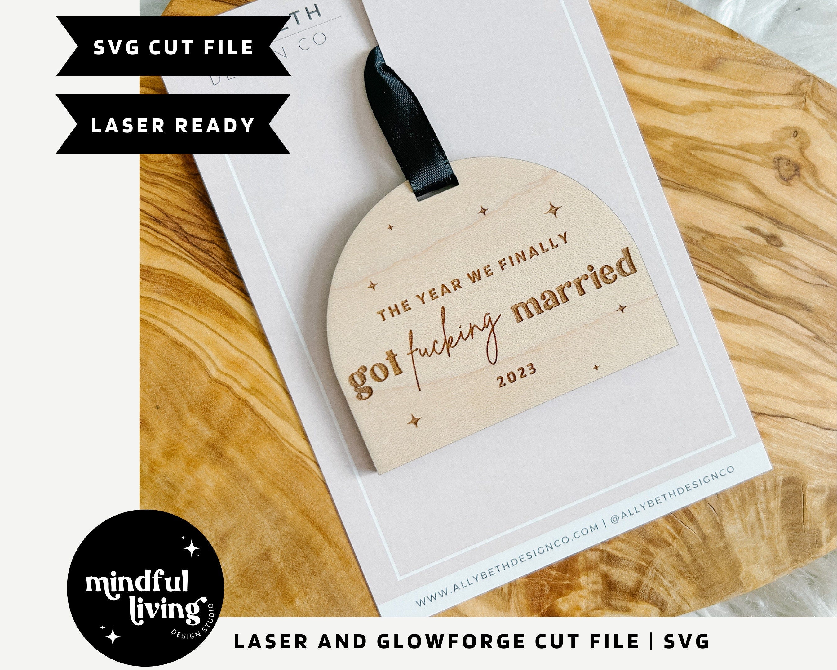 First Christmas Married SVG, Finally Got Married Ornament Cut File, Married Ornament Laser File, 1st Christmas Married Cut File, Ornament