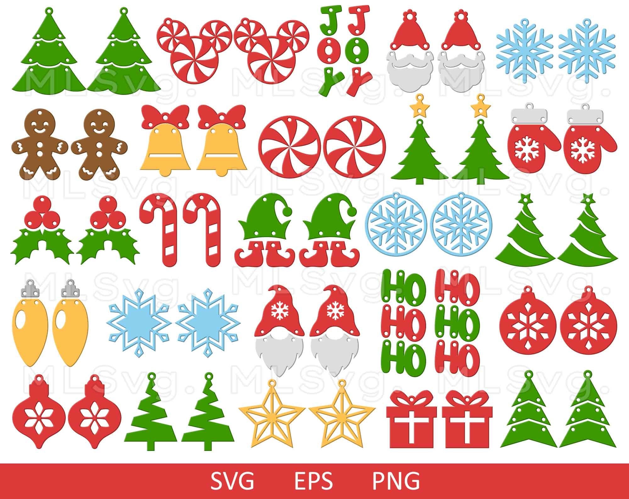 Christmas Earrings Bundle SVG, Earrings Bundle SVG, Earring Cut File, Faux Leather Earrings, File For Cricut, Glowforge Svg, Christmas Svg