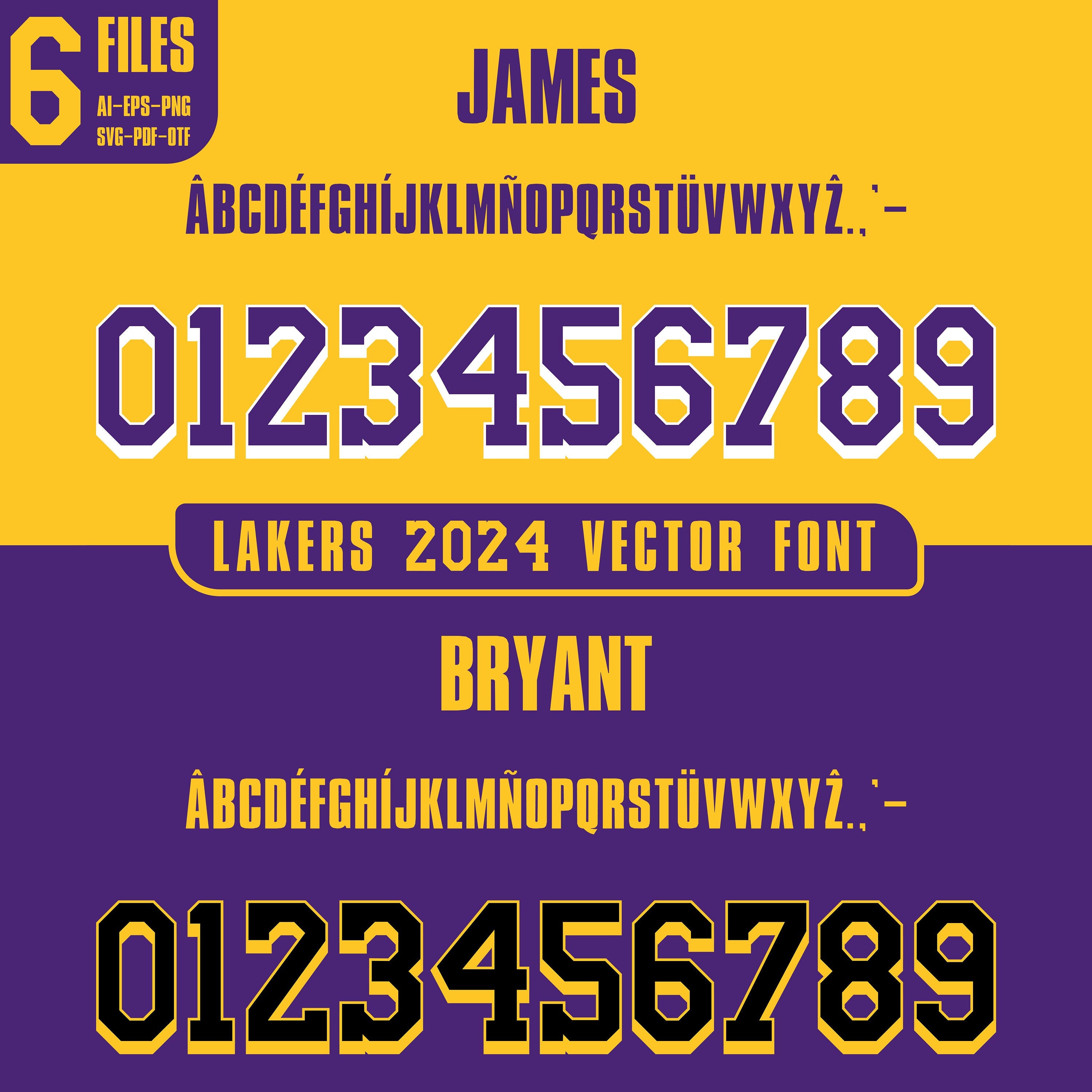 Font Vector Lakers 2024 Digital Download AI, Eps, Svg, Pdf, Png, Otf / Los Angeles Lebron James Shirt Name & Numbers / USA Basketball