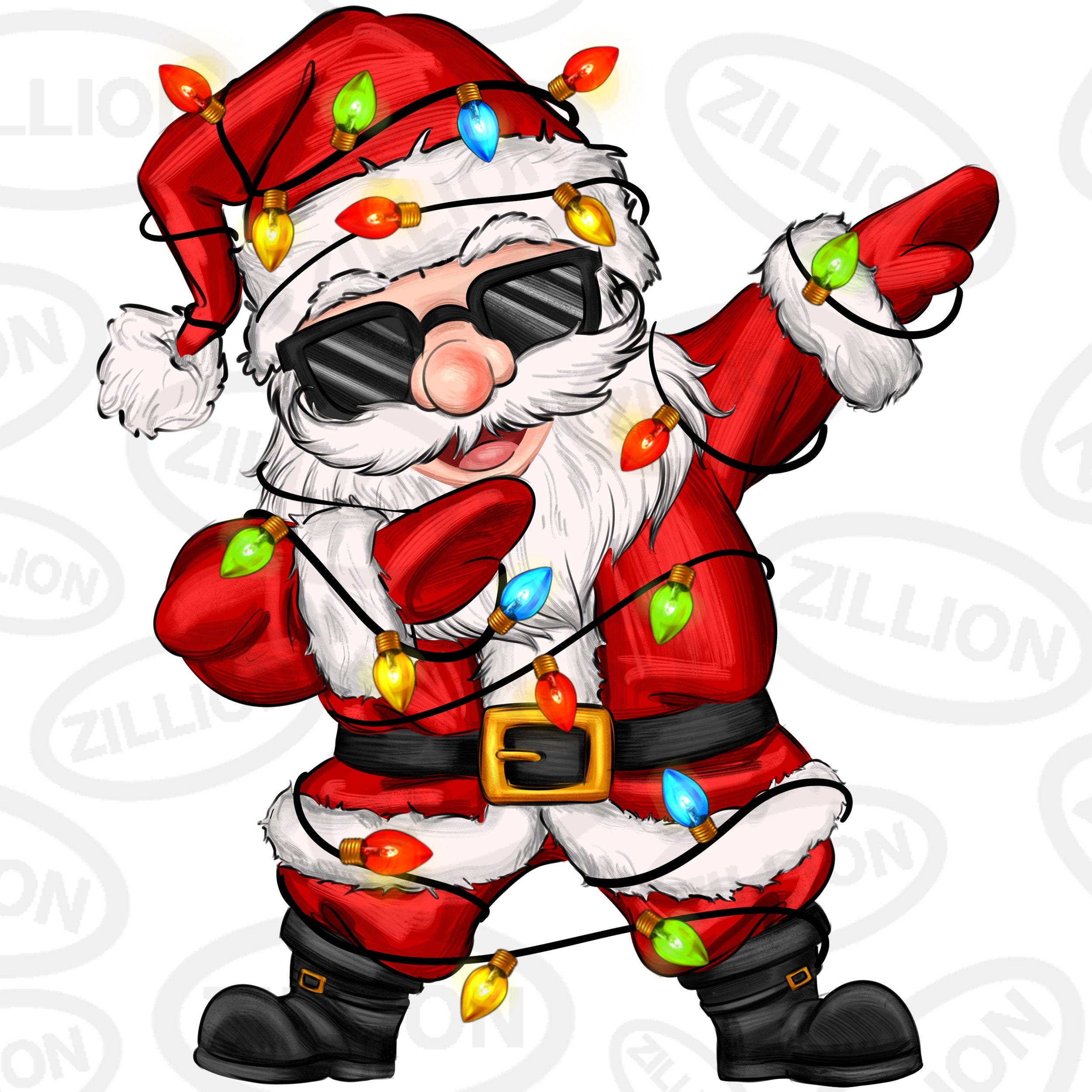 Dabbing Santa with Christmas lights png, Merry Christmas png, Happy New Year png, Sanra Claus png, sublimate designs download