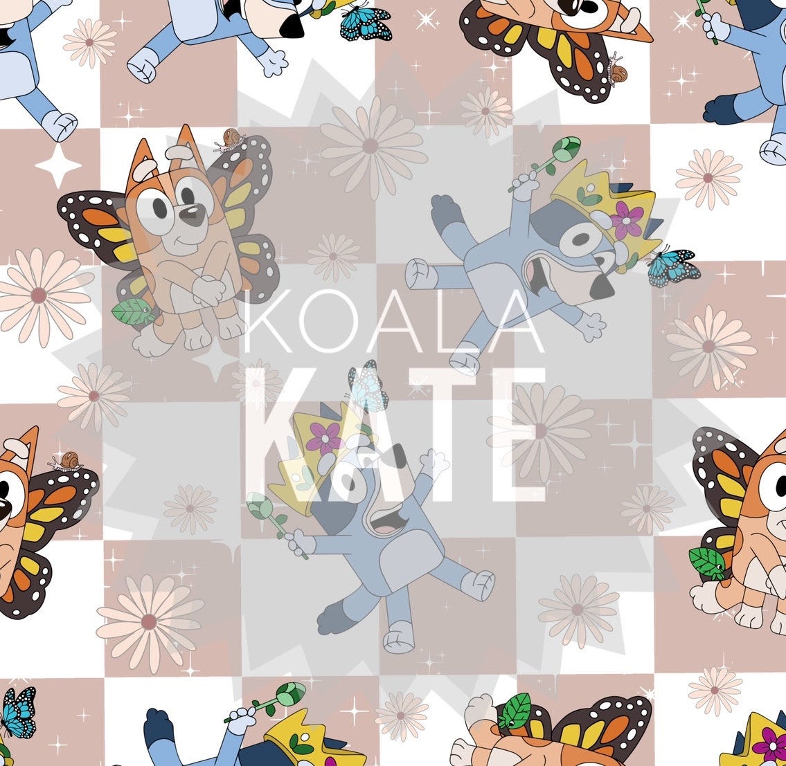 Puppy Sister Butterfly Seamless Pattern