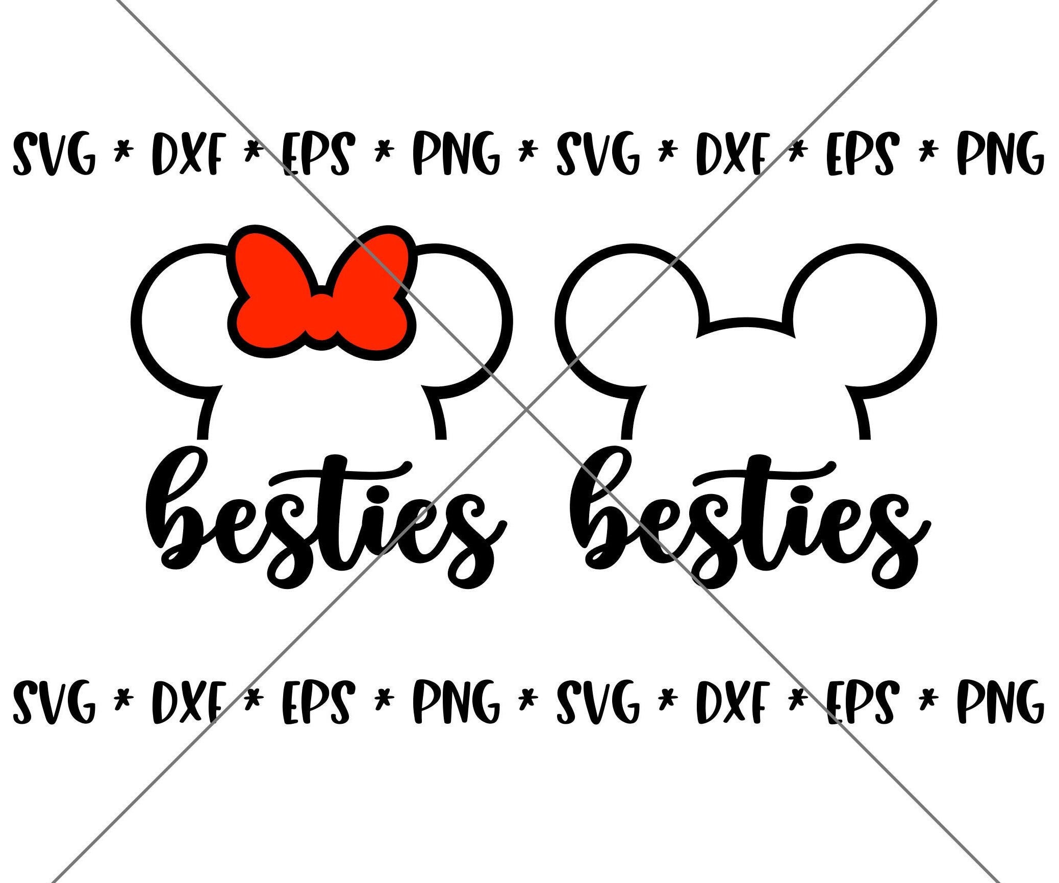 SALE!! Mouse Besties SVG, Disney svgs, DXF, eps, png Instant Download File, Disney World Family Trip svg, Disney Mouse Ears Top Minnie--MT30