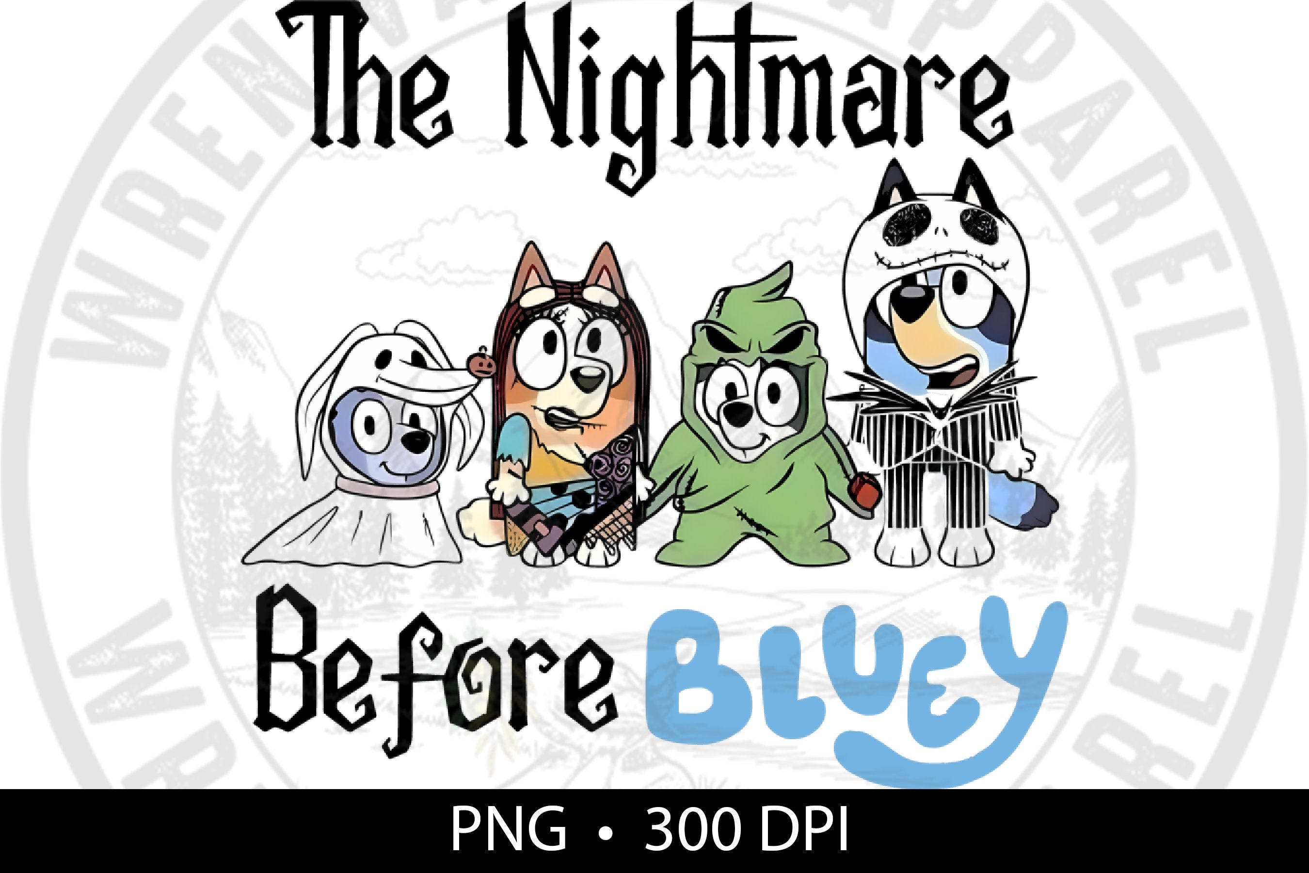 Nightmare Before Blue Heeler Graphic Design, PNG File Digital Download, Use with Photoshop,  Canva, graphic programs