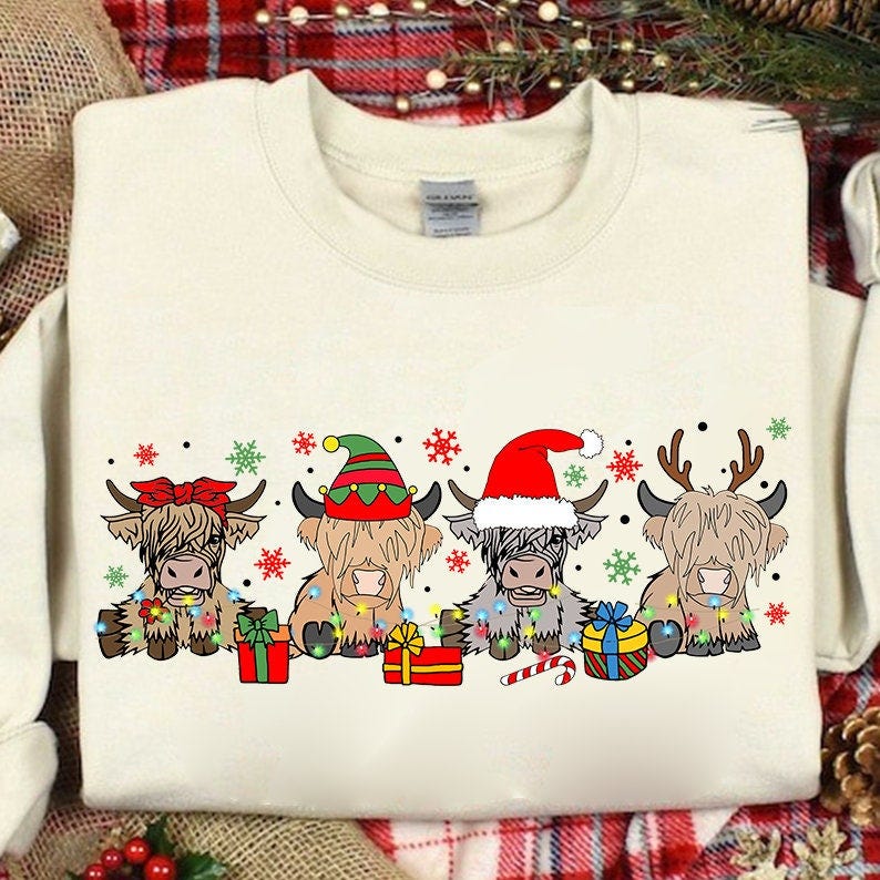 Christmas Highland Cow Png, Christmas Animal Png, Christmas Cow, Cute Cow Png, Png For Shirt, Png For Sublimation, western christmas png