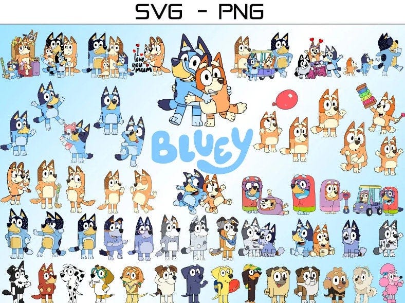 Bundle 1400 Blueyy SVG Files Set Bundle | Only Blueyy png | Blueyy Family Bundle | Blueyy and Bingoo Svg Cut Files | Blueyy Digital Download