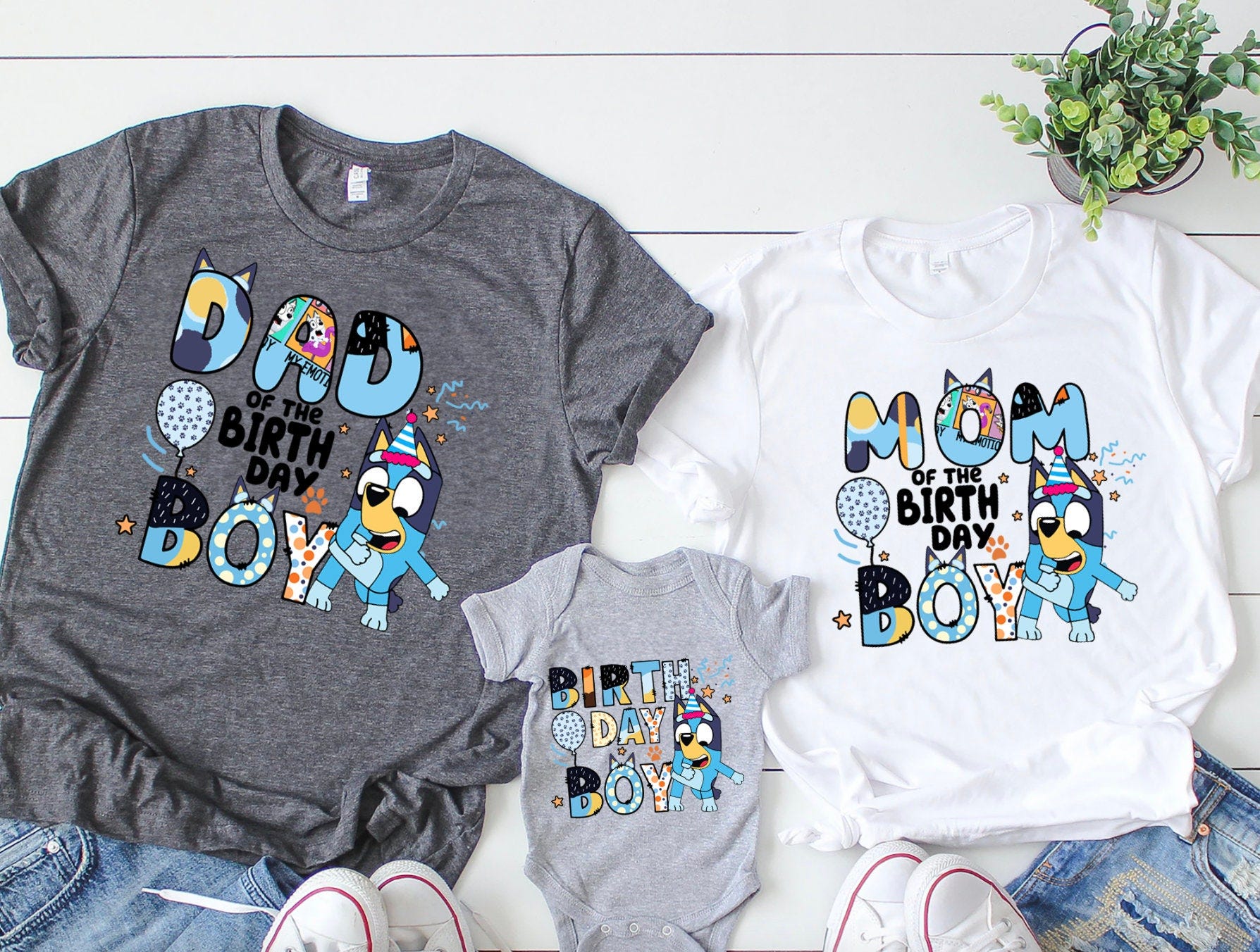 Blue Birthday Boy Family Matching Shirts Custom Blue Birthday Party Shirt Mom of the Birthday Boy Shirt Birthday Team Shirt Cartoon Tee