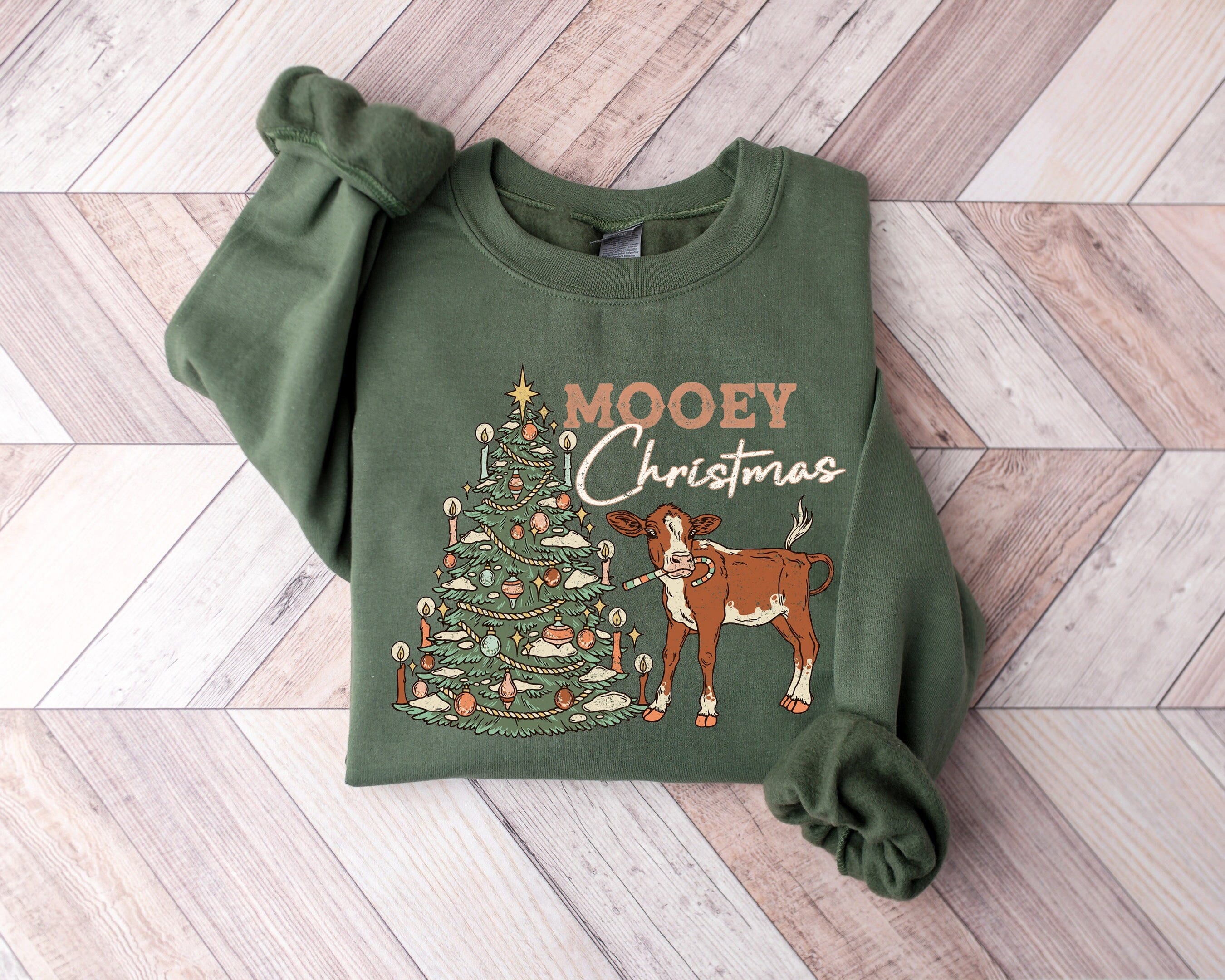 Mooey Christmas Sweatshirt, Western Christmas Sweater, Christmas Heifer Shirt, Xmas Cow Sweatshirt, Christmas Adult Crewneck Sweater