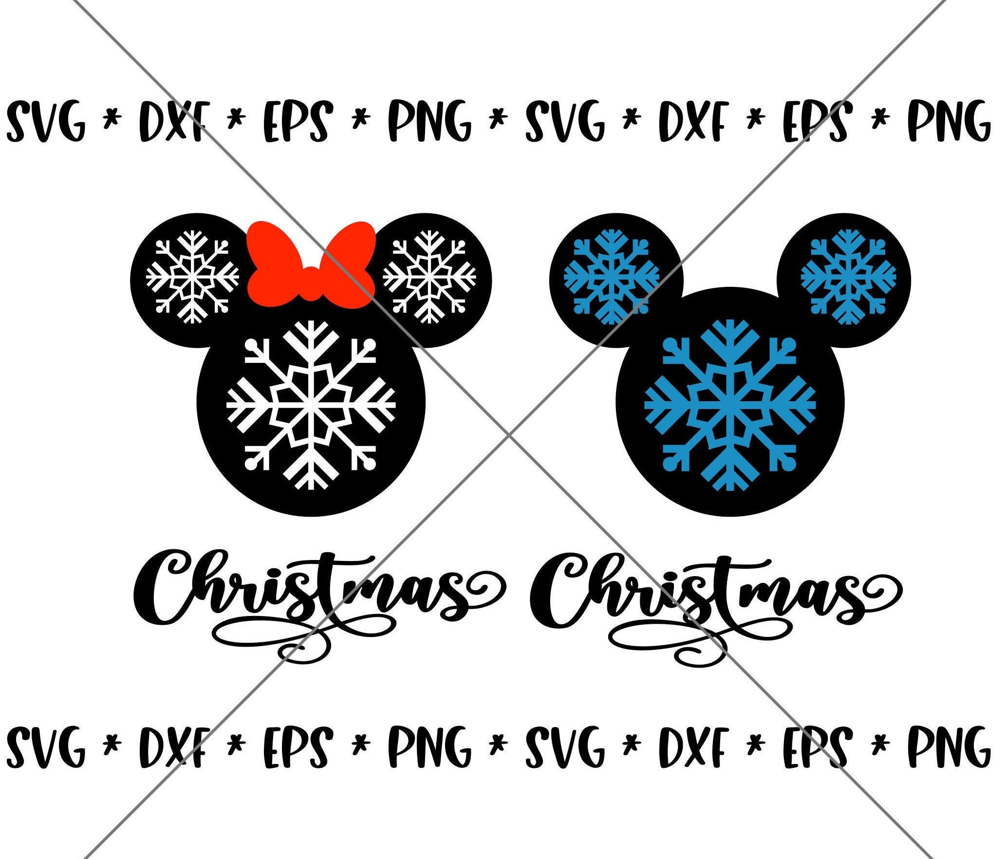 SALE!! Christmas Snowflake Mouse SVG Disney svgs DXF eps png Instant Download File Mickey Disney World Family Holiday Trip Silhouette--X04