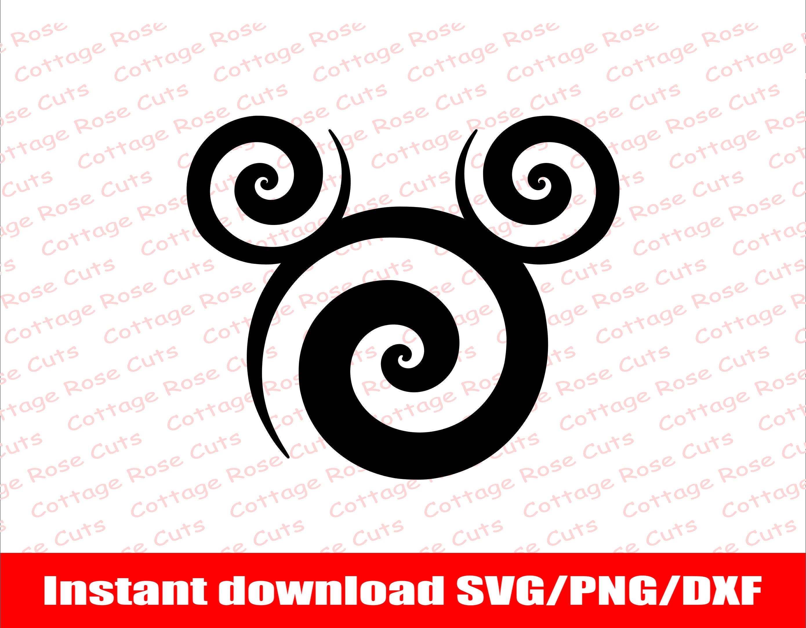 Spiral Mickey Mouse head SVG, Minnie Mouse SVG, Minnie Head Instant download for Cricut and Silhouette, digital cut file, Dxf, Png, Svg