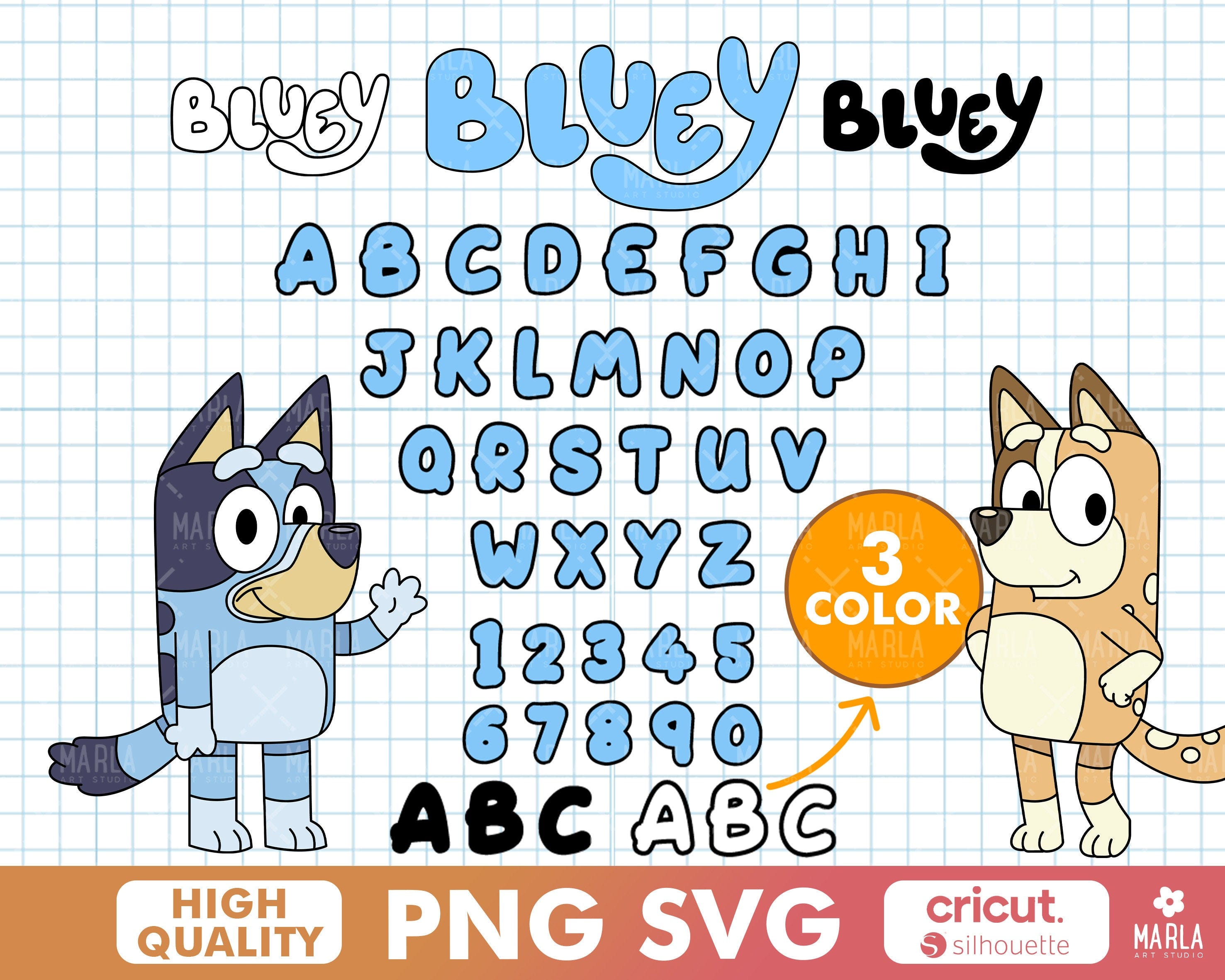 Blue Dog Font Pack, Blue Dog Alphabet, Blue Dog SVG, Kids Font, Digital Font Download, TTF, Cricut Font, Birthday Letters, Numbers