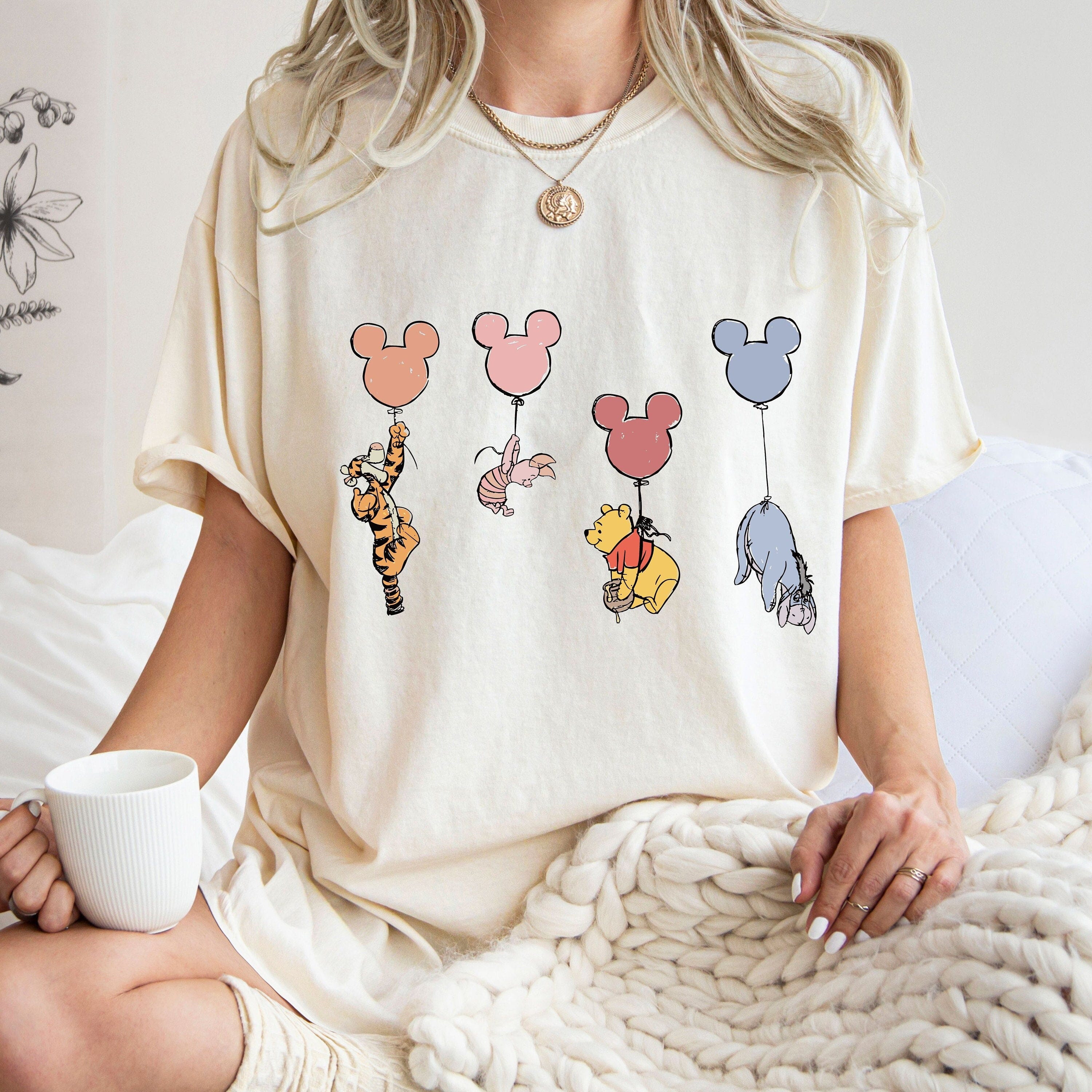 Comfort Colors Winnie The Pooh and Friends Shirt, Winnie The Pooh Shirt, Pooh Balloons Shirt, Disney Pooh T-Shirt, Cute Pooh Bear Shirt