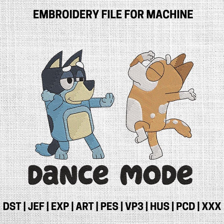Dance mode embroidery designs, Blue dog embroidery pattern, yellow dog machine embroidery designs, dance mode embroidery files trendy,yellow