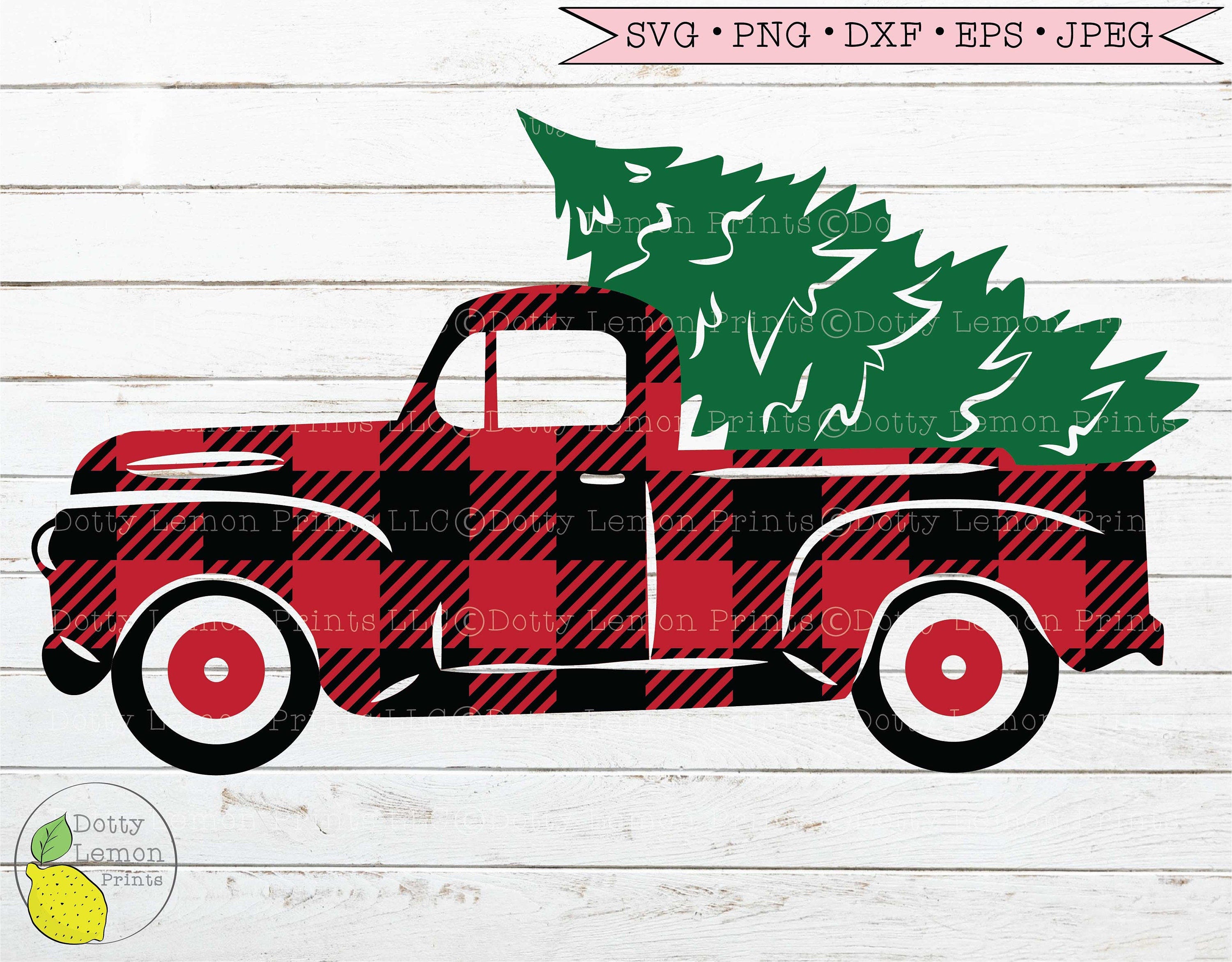Christmas Truck svg Red Plaid Truck Farmhouse Christmas Tree svg Buffalo Plaid Holiday svg files for Cricut Downloads Silhouette Sublimation