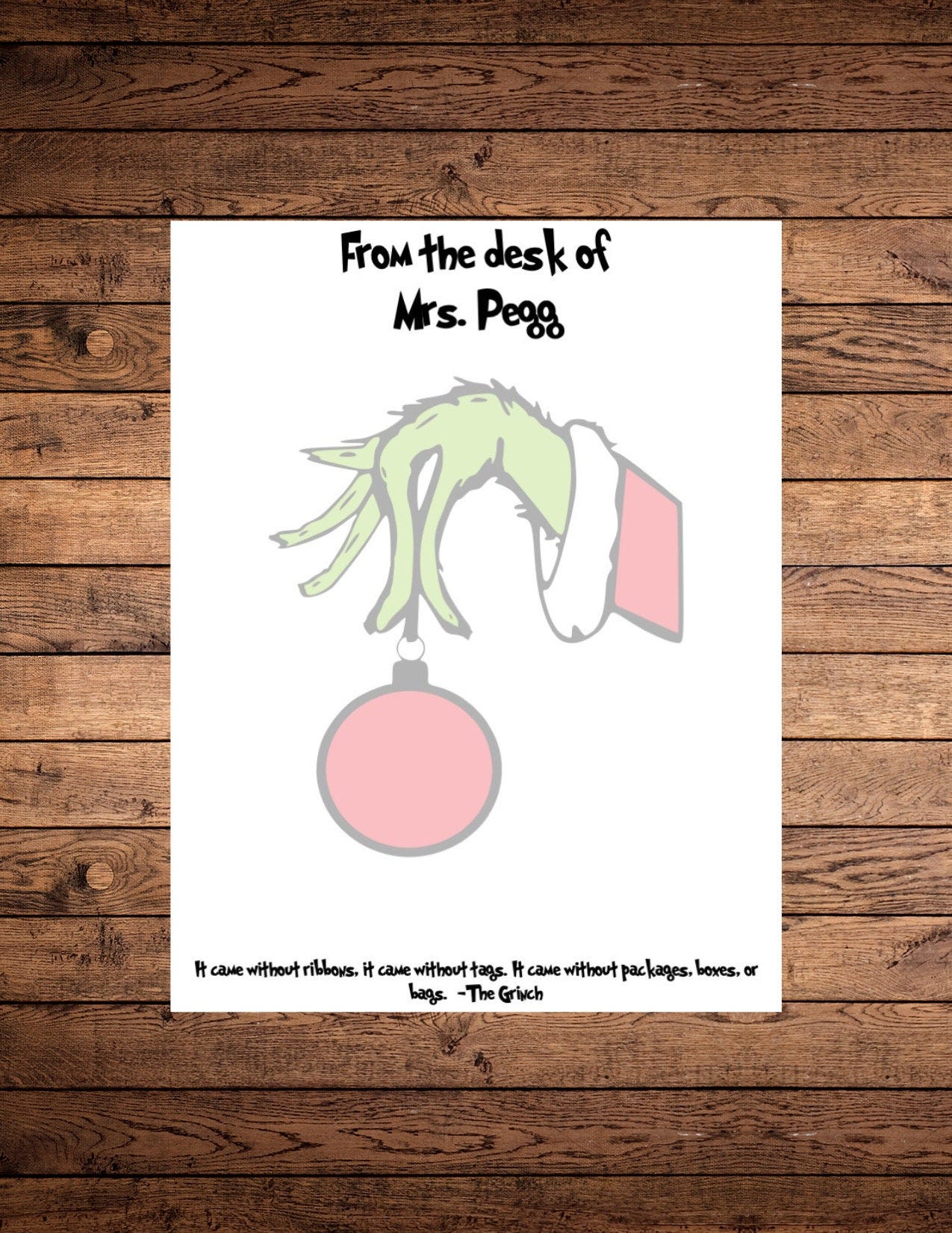 The Grinch hand ornament Quote Notepad, Christmas, Personalized Notepad, Teacher gift, Notepad for Her Him, Grinch Movie Paper Stationary