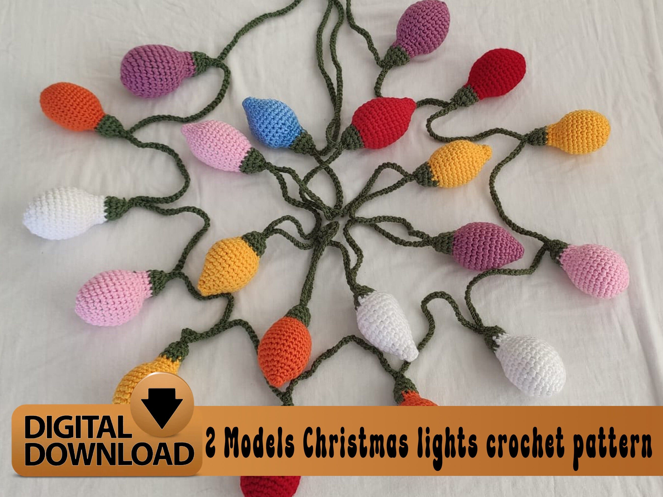 Light Bulb Garland crochet pattern ,Christmas Lights Crochet Pattern, Garland Pattern, Twinkle Lights Garland Amigurumi Crochet Pattern PDF