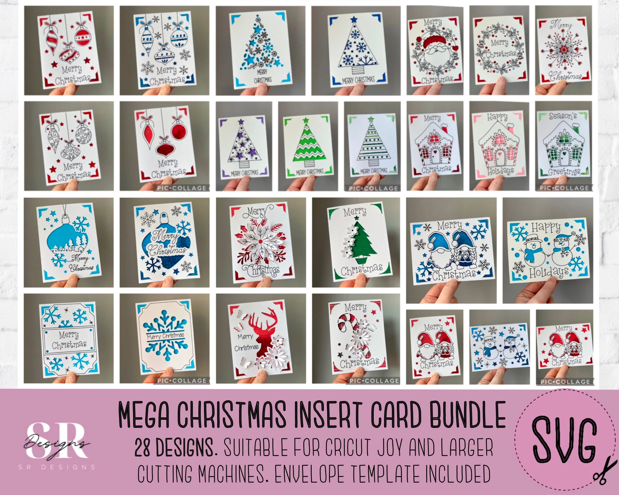SVG: Mega Christmas insert Card Bundle. Christmas svg. Christmas card svg. Paper cutting. Christmas card svg bundle. 3D SVG.