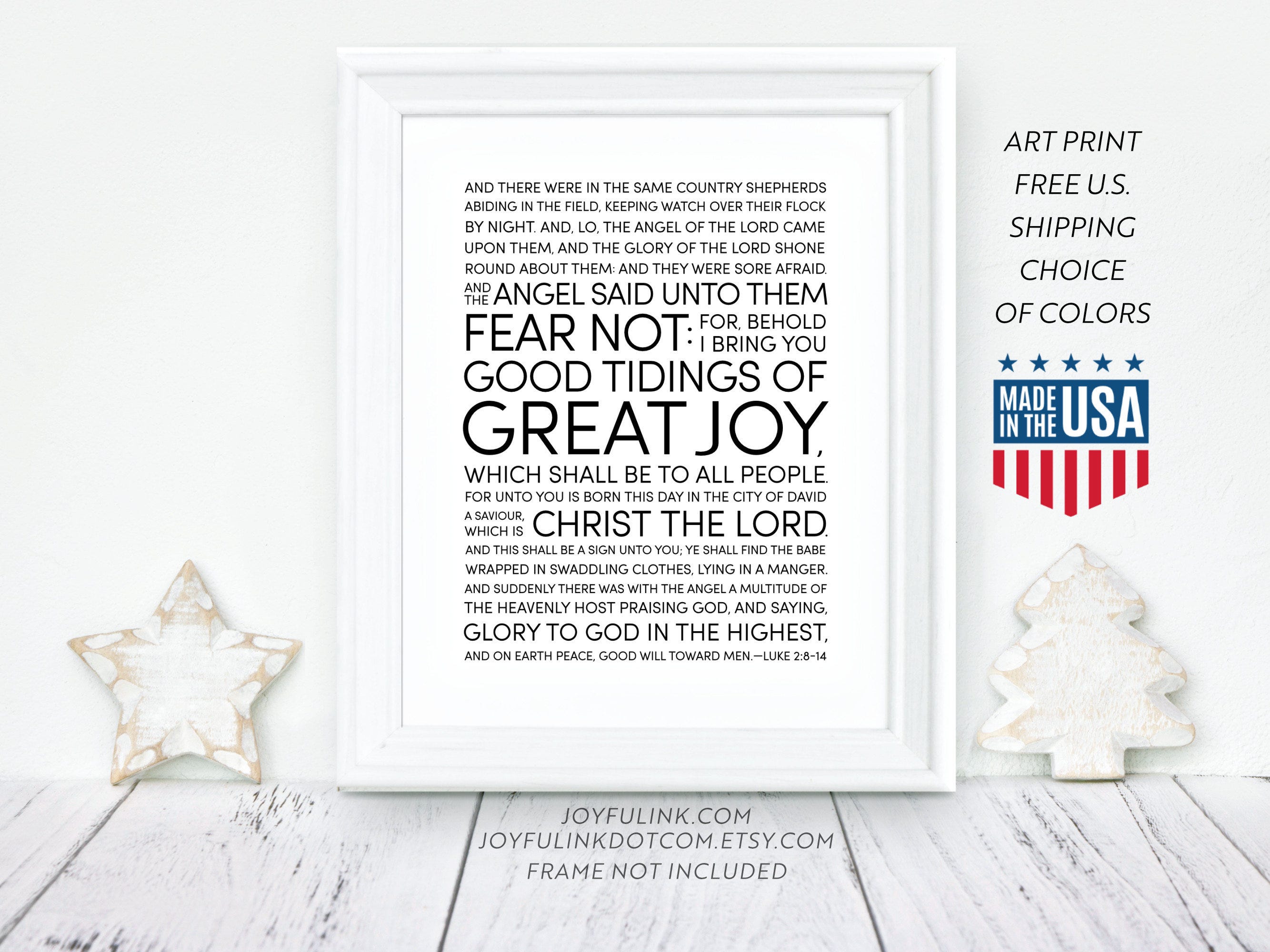 Art Print of Linus Speech, Luke 2:8-14, read in Charlie Brown Christmas. True meaning of Christmas from scripture FREE Shipping in USA.