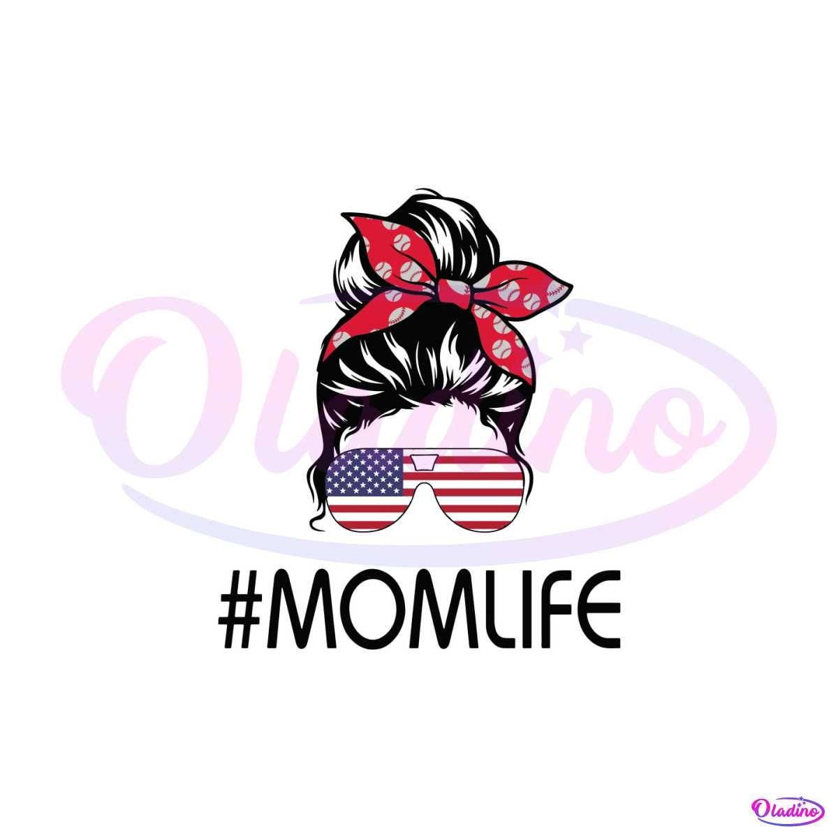 American Mom Life Svg Messy Bun Mom Svg Digital File
