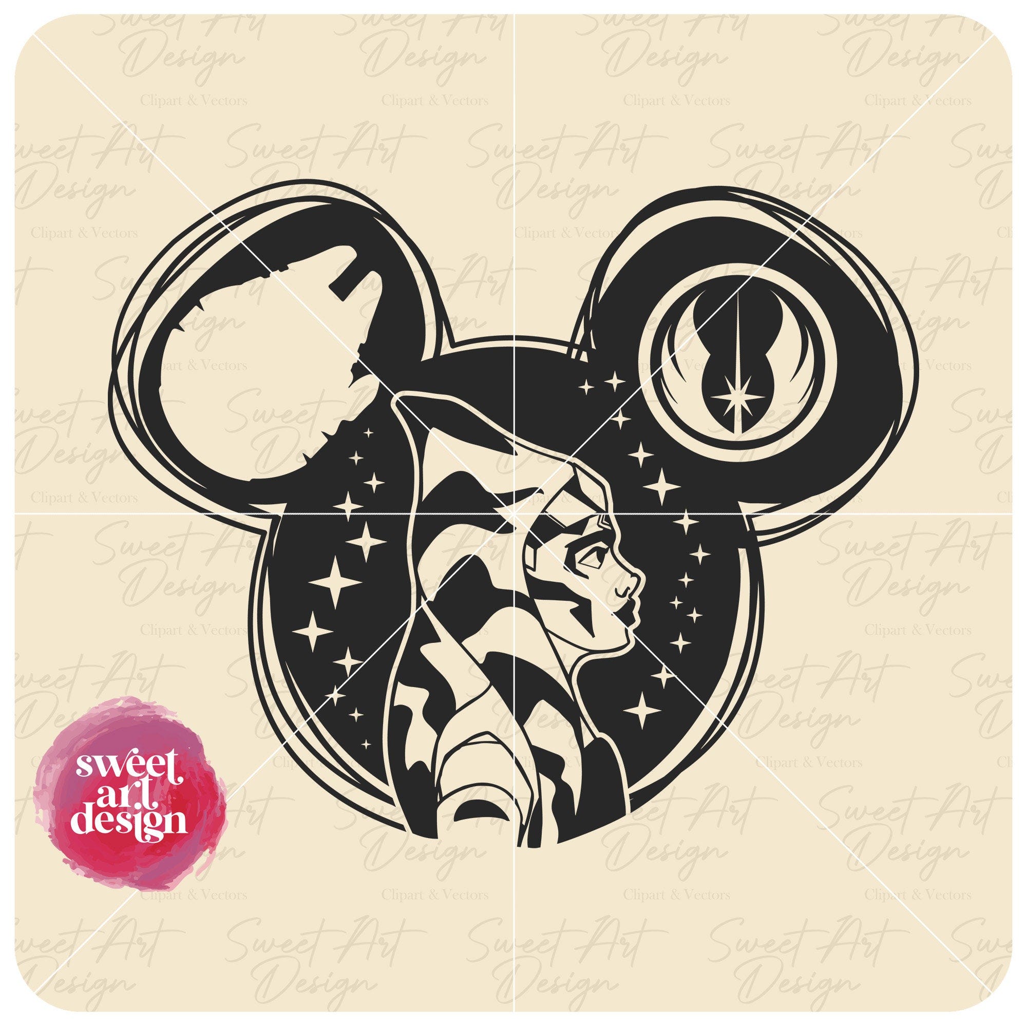 Ahsoka Tano Mouse Ears SVG Star Wars SVG, Starwars SVG, Customize Gift Svg, Vinyl Cut File, Svg, Pdf, Jpg, Png, Ai Printable Design Files