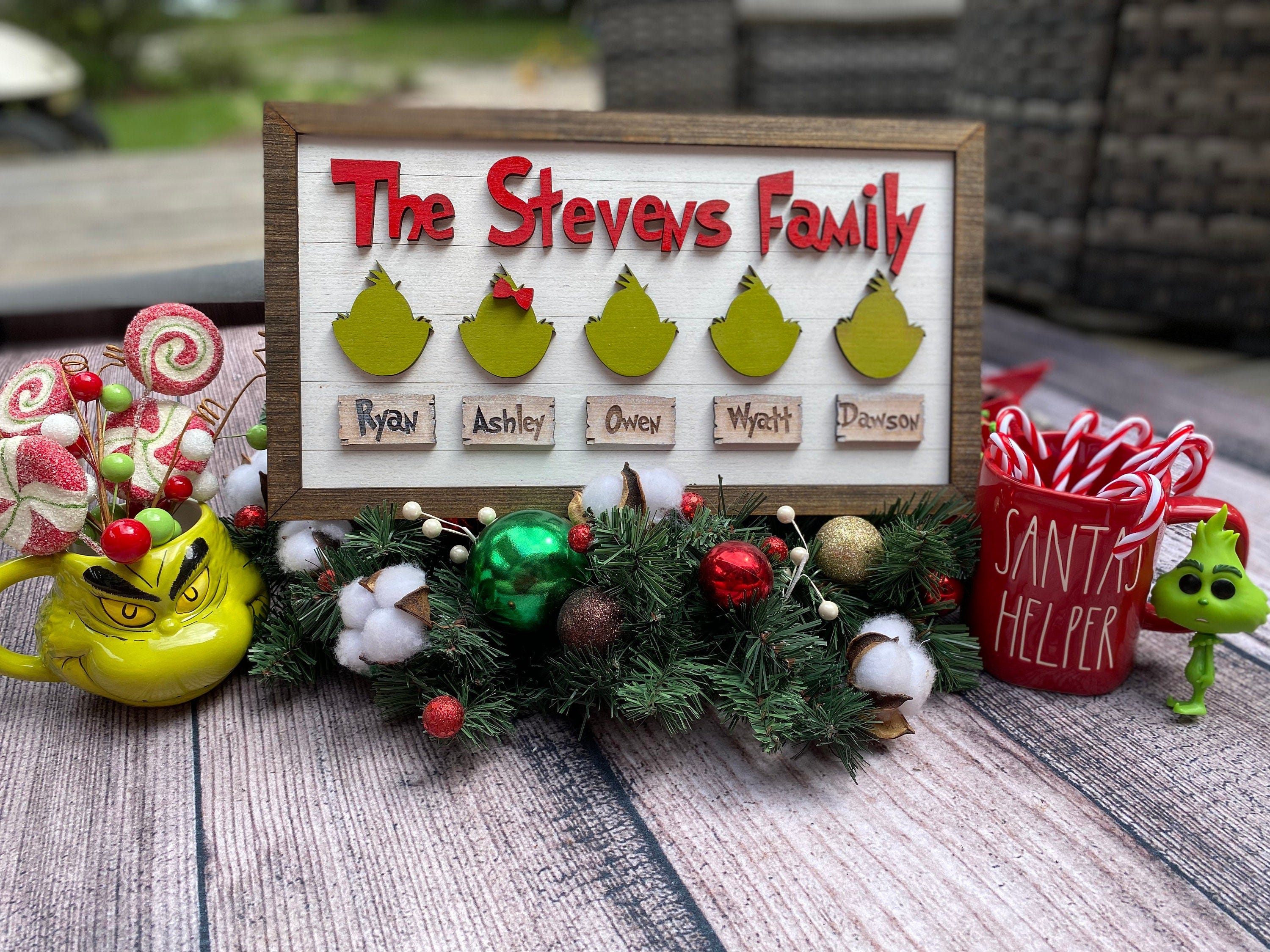 Grinch 3D Farmhouse Sign -  Sign Decor Personalized  - mean one Christmas Farmhouse - Farmhouse Christmas