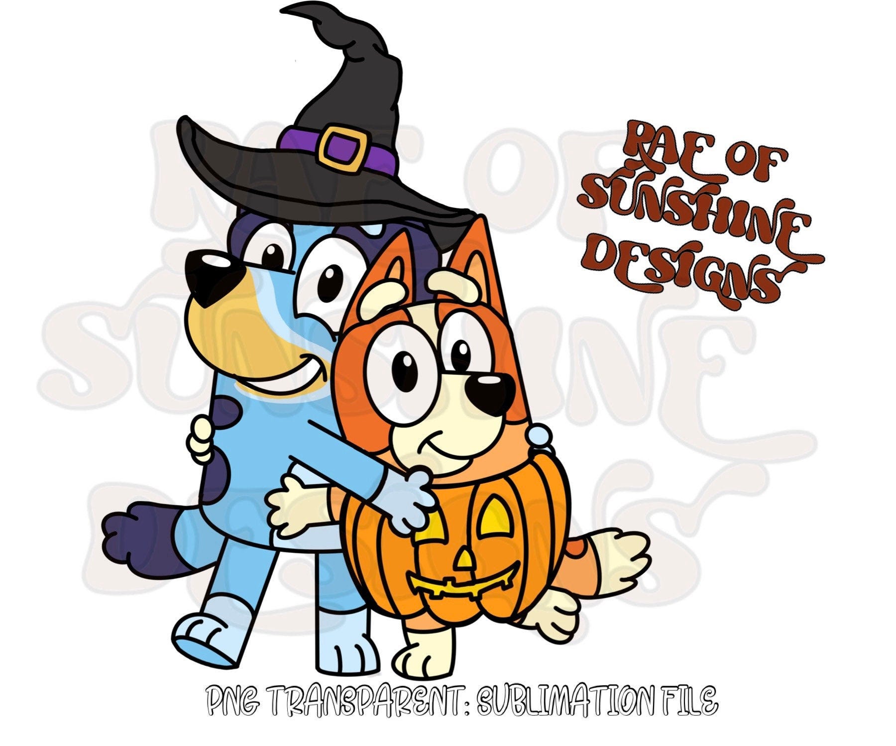 Bluey and Bingo Halloween, bingo pumpkin, bluey witch, transparent, png, sublimation logo, clipart, Digital Download