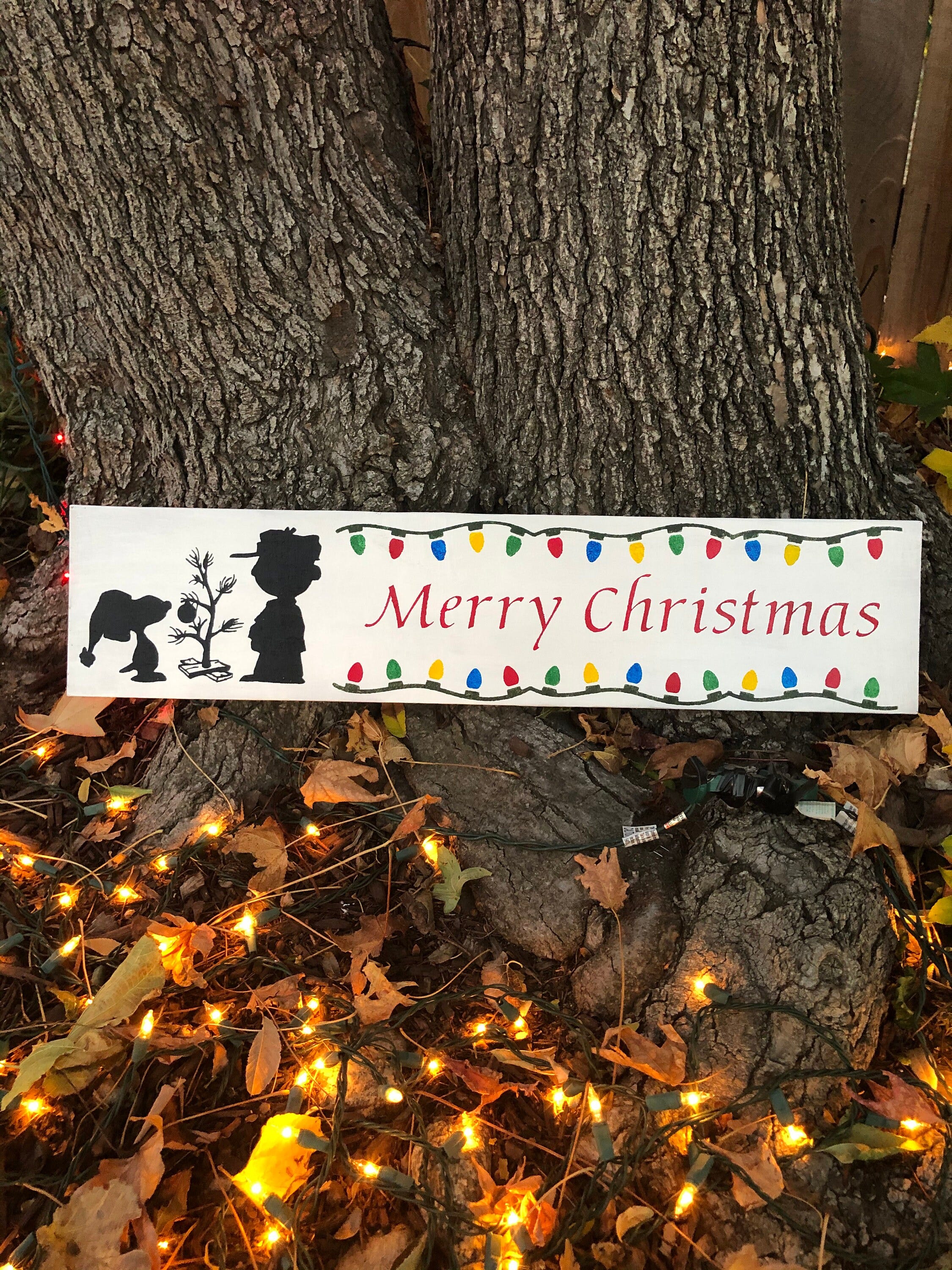 Merry Christmas Charlie Brown hanging sign