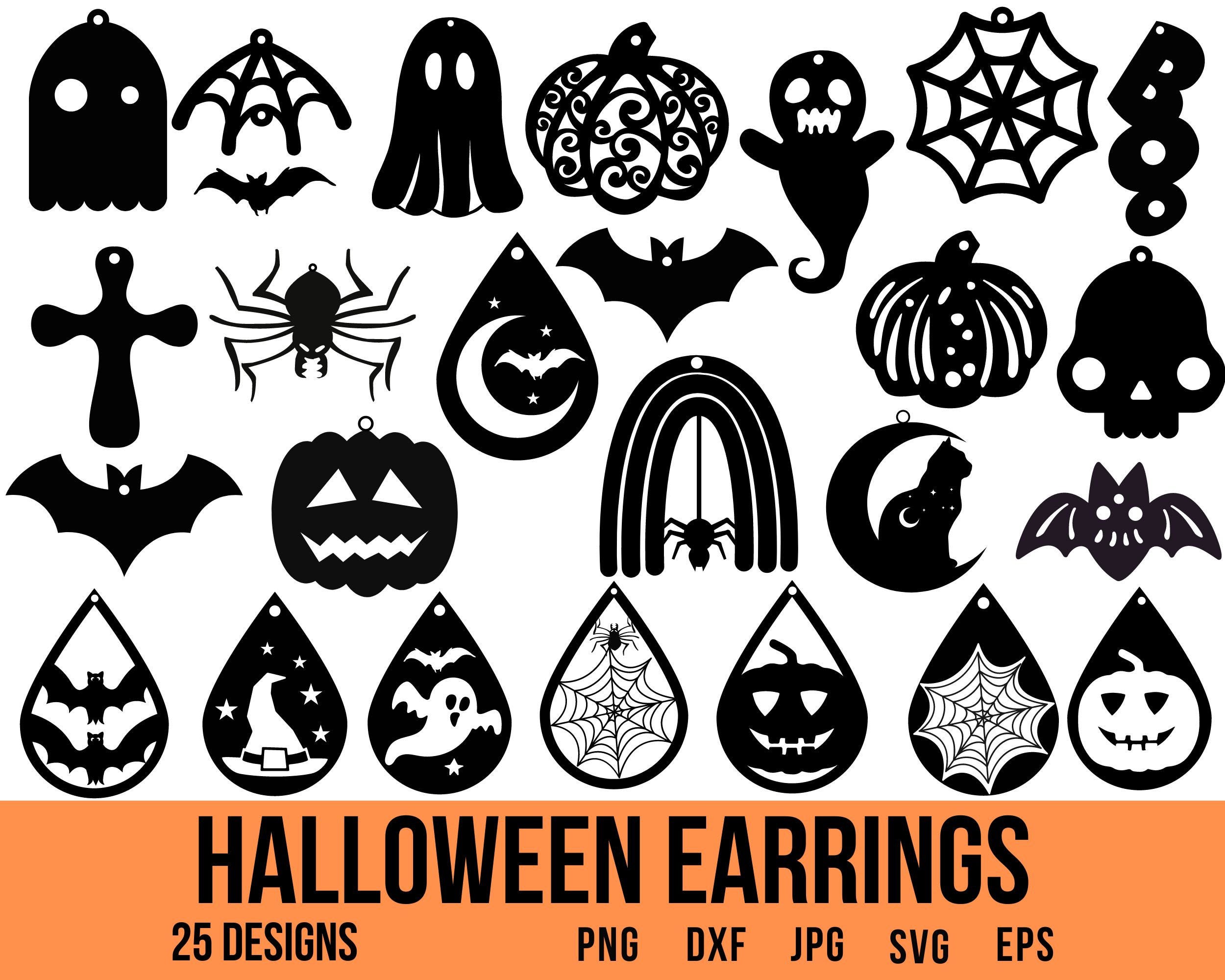 Halloween Earrings Svg, Leather Earring Svg, Wood Earrings Svg, Halloween Svg, Earring Template, Ghost Svg, Halloween Svg Bundle,