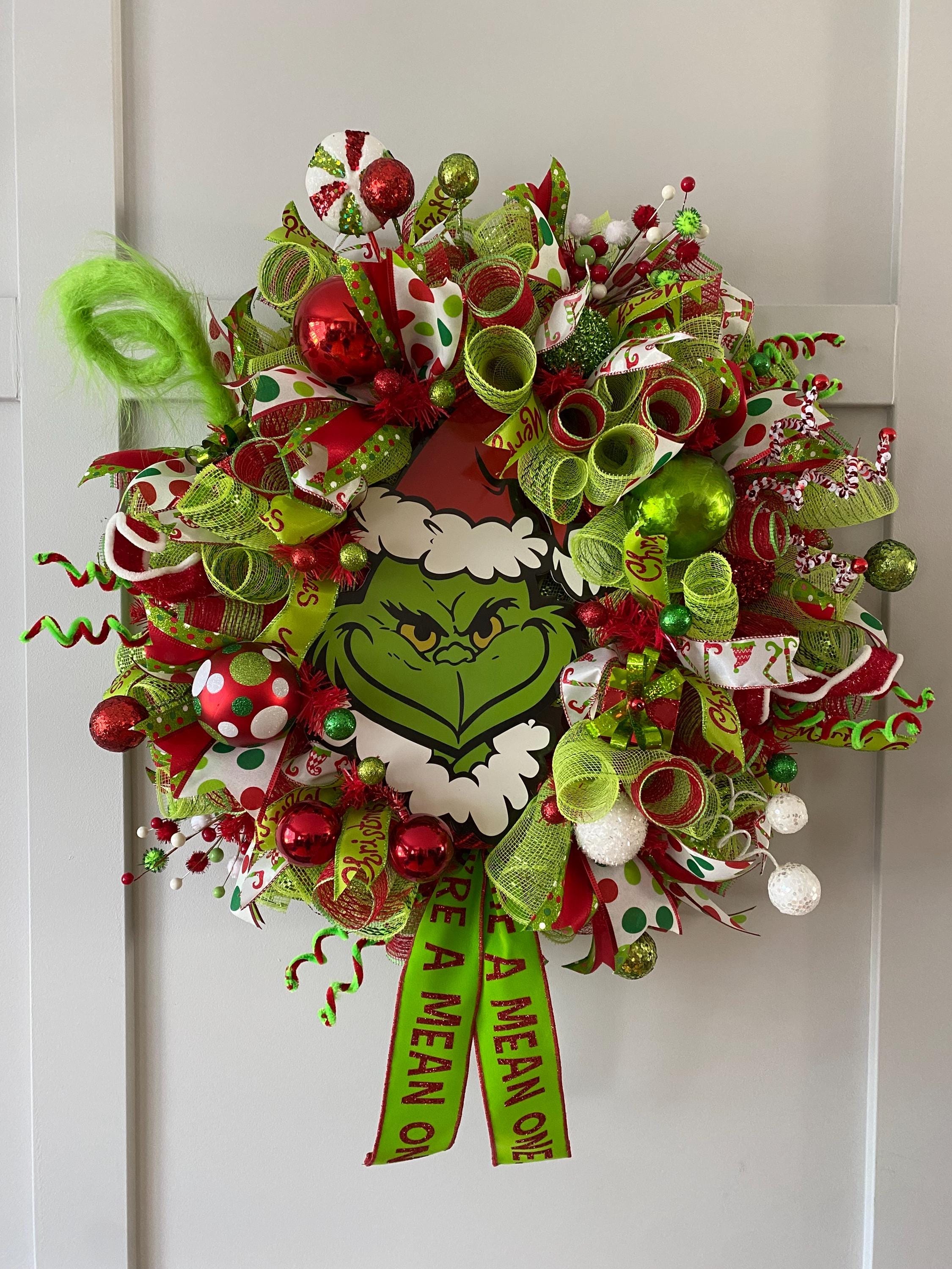 Grinch wreath, grinch theme wreath, christmas grinch, green monster, Grinch,