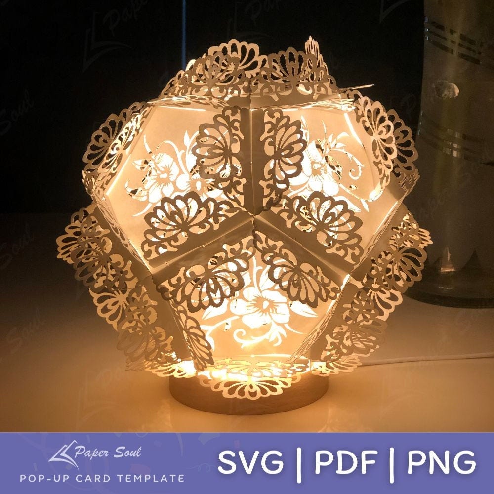 3D Paper Lantern SVG, Paper cut diy lantern template, SVG files for cricut, luminary svg, paper lantern light, fall paper lantern