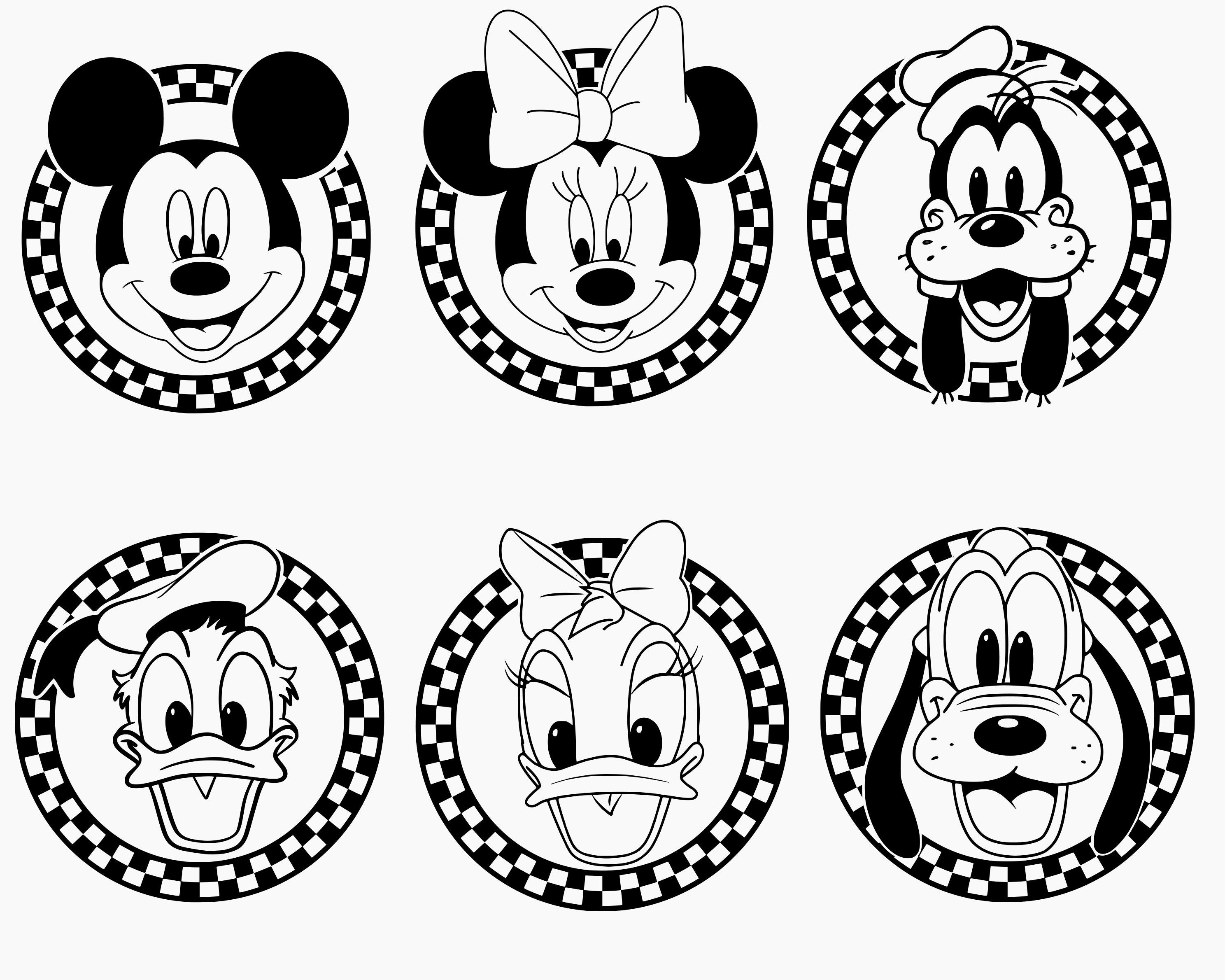 Retro Checkered Mickey and Friends Svg, Png, Dxf, Eps, Cutting machines, Print, Sublimation