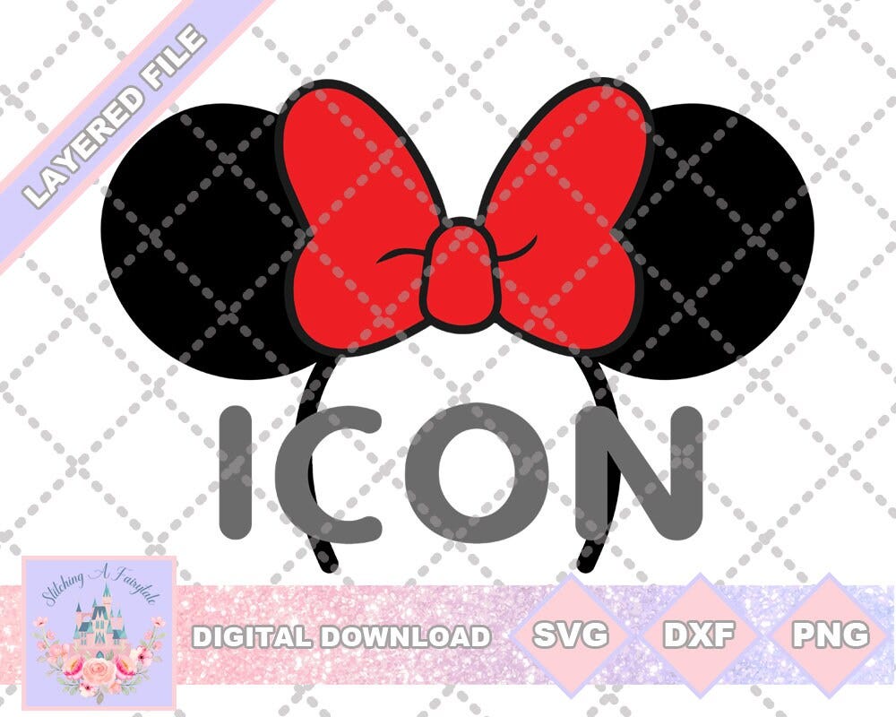 Minnie Mouse Ear Headband Icon SVG PNG DXF Cut File Shirt