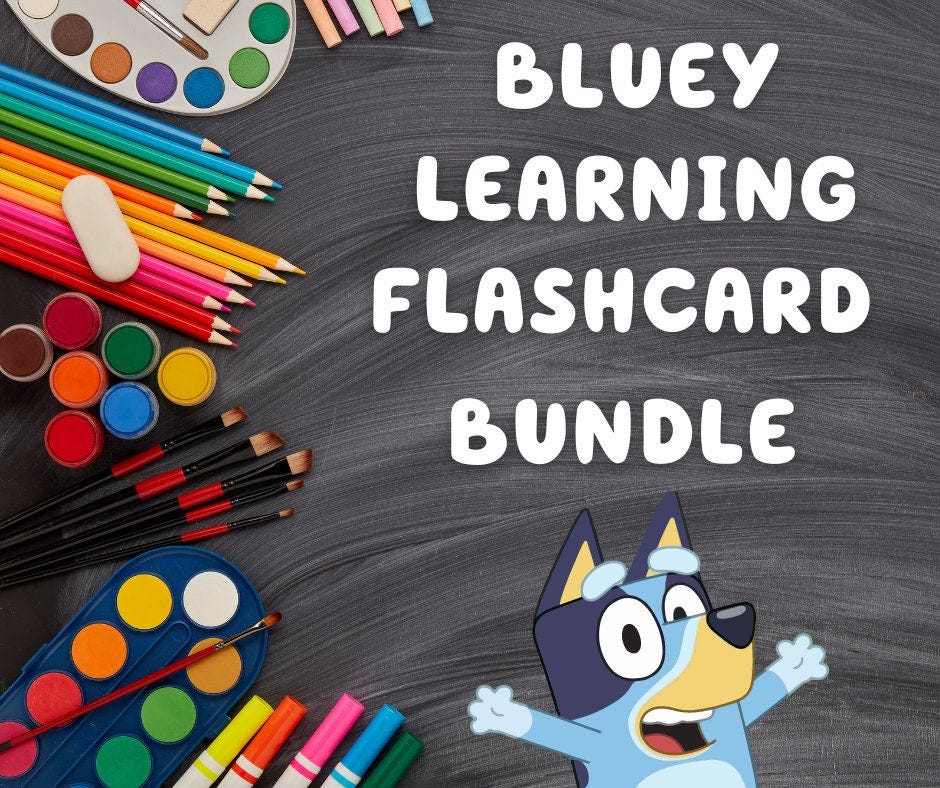 Bluey Learning Bundle: Alphabet, Colors and Shapes Flash Cards Downloads