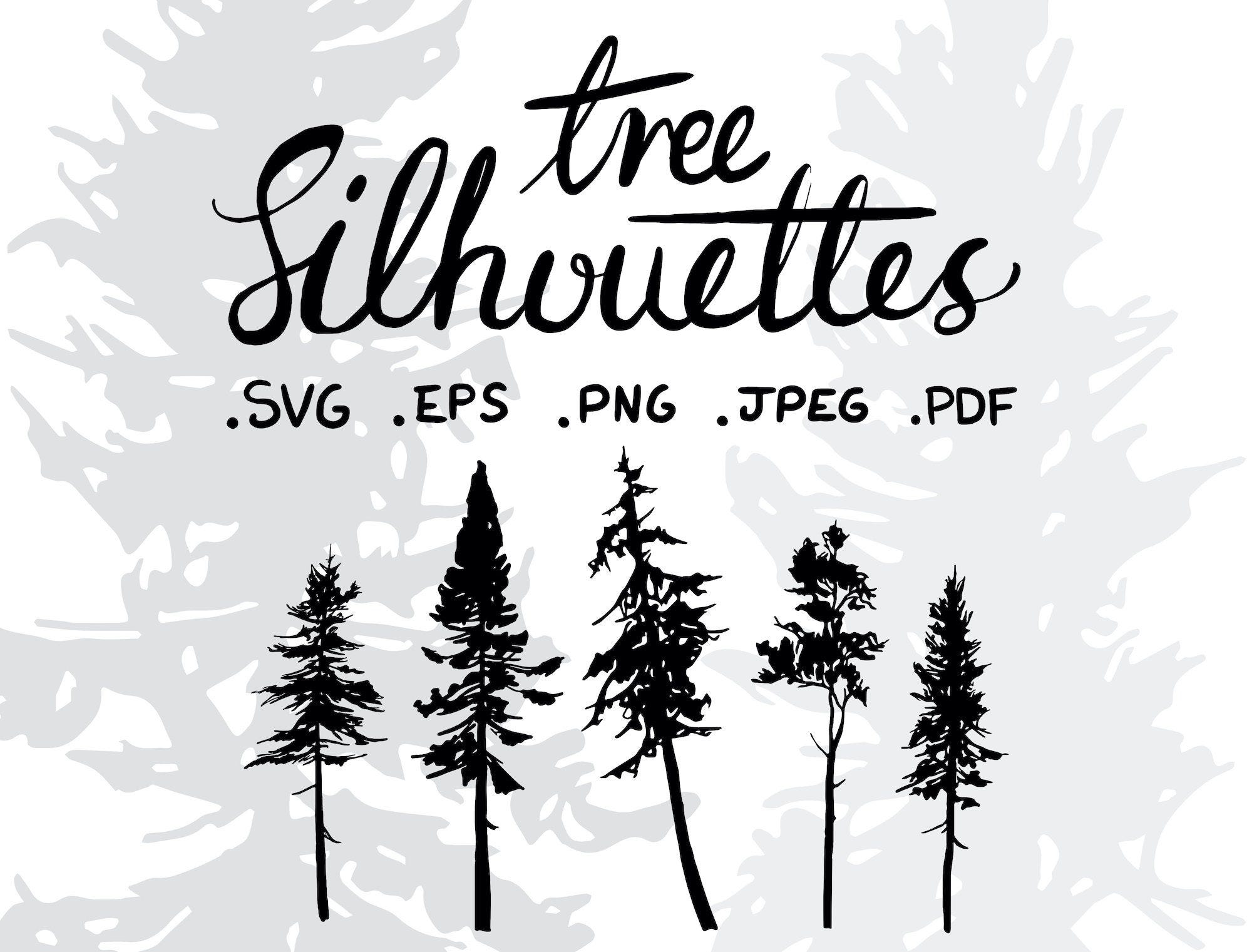 Tree Silhouettes - Png - Instant Download - Lineart - Digital Download - SVG - Pine Trees - Conifer Silhouettes - Christmas tree - Forest