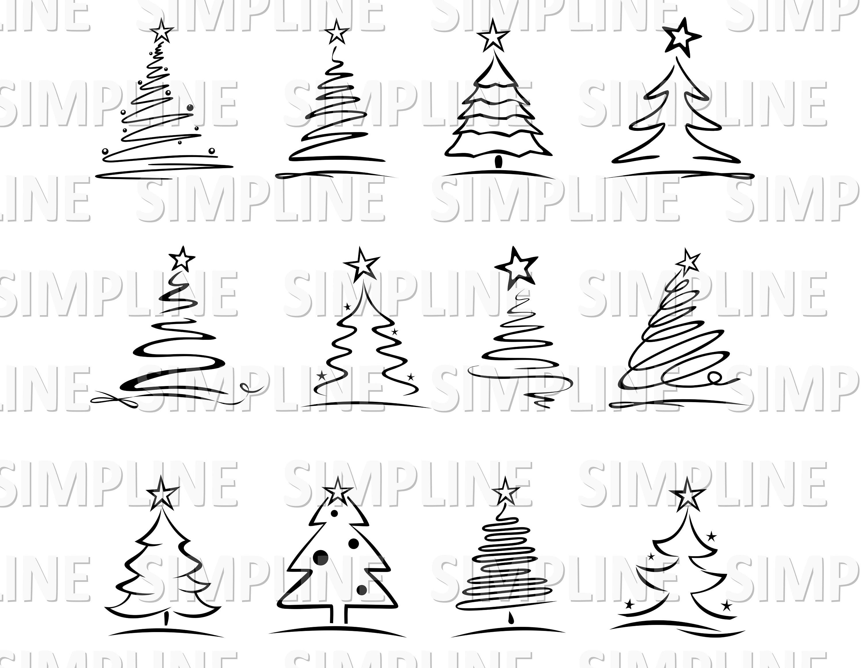CHRISTMAS TREE Drawing TREE Set Silhouette Vector Graphic svg eps jpg png