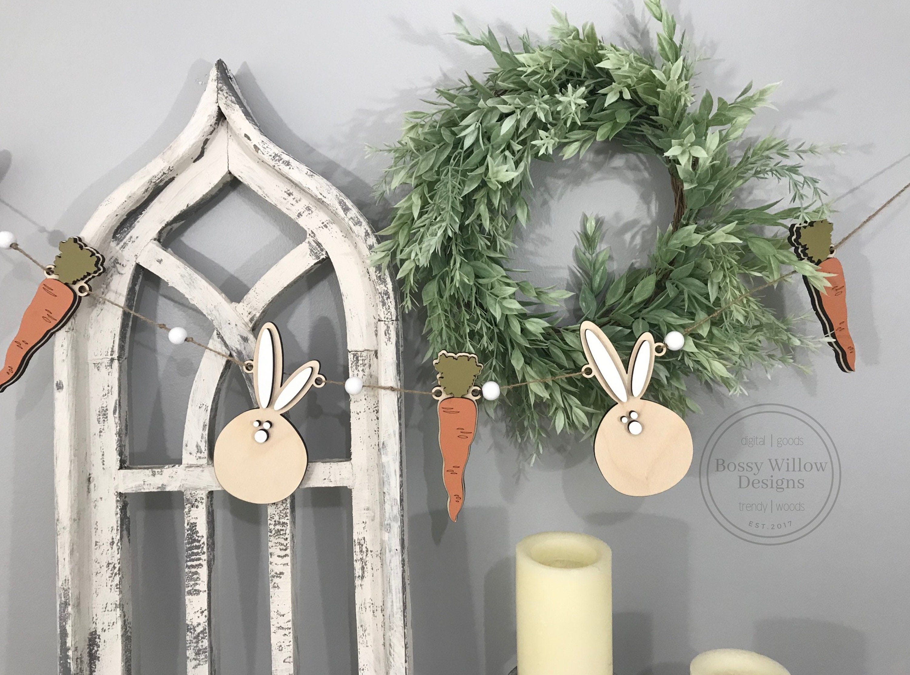 SVG Digital Instant Download Laser Cut File Chubby Bunny and Carrot Layered Easter Spring Garland