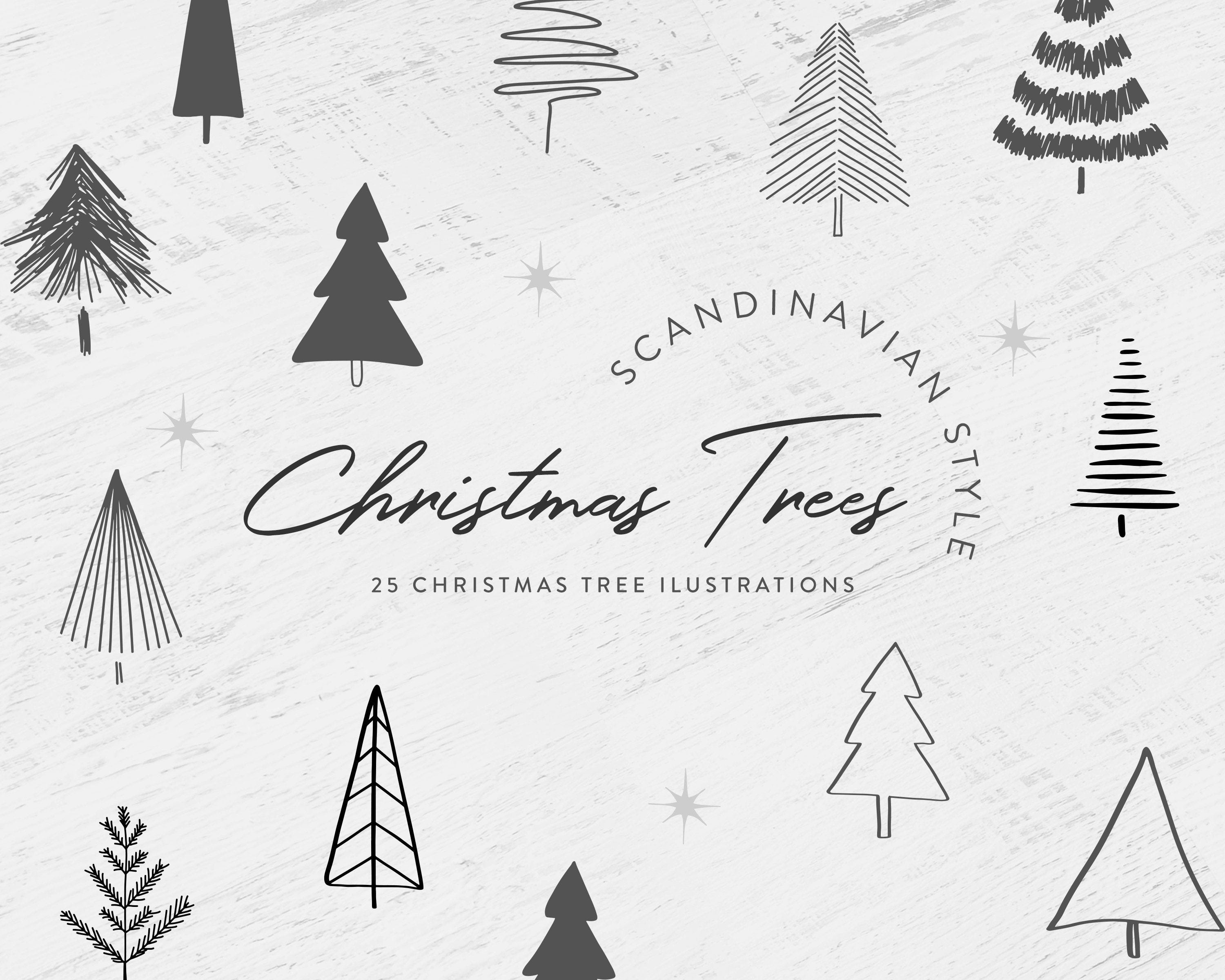Scandinavian Christmas Tree Clip Art- Christmas illustrations - Winter Clip Art - DIY Christmas Card Clip Art