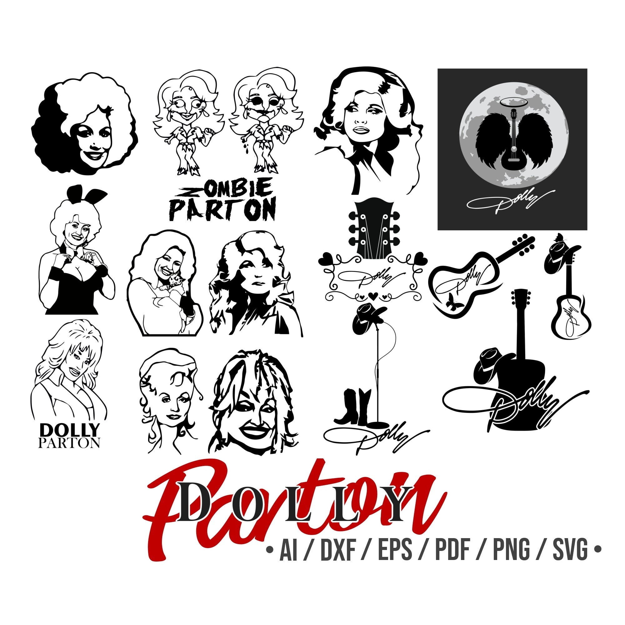 Dolly Parton Bundle Pack Svg, Dolly Parton Silhouette Svg, Celebrate SVG, Icon SVG, Country Music Legeng, Dolly We Trust
