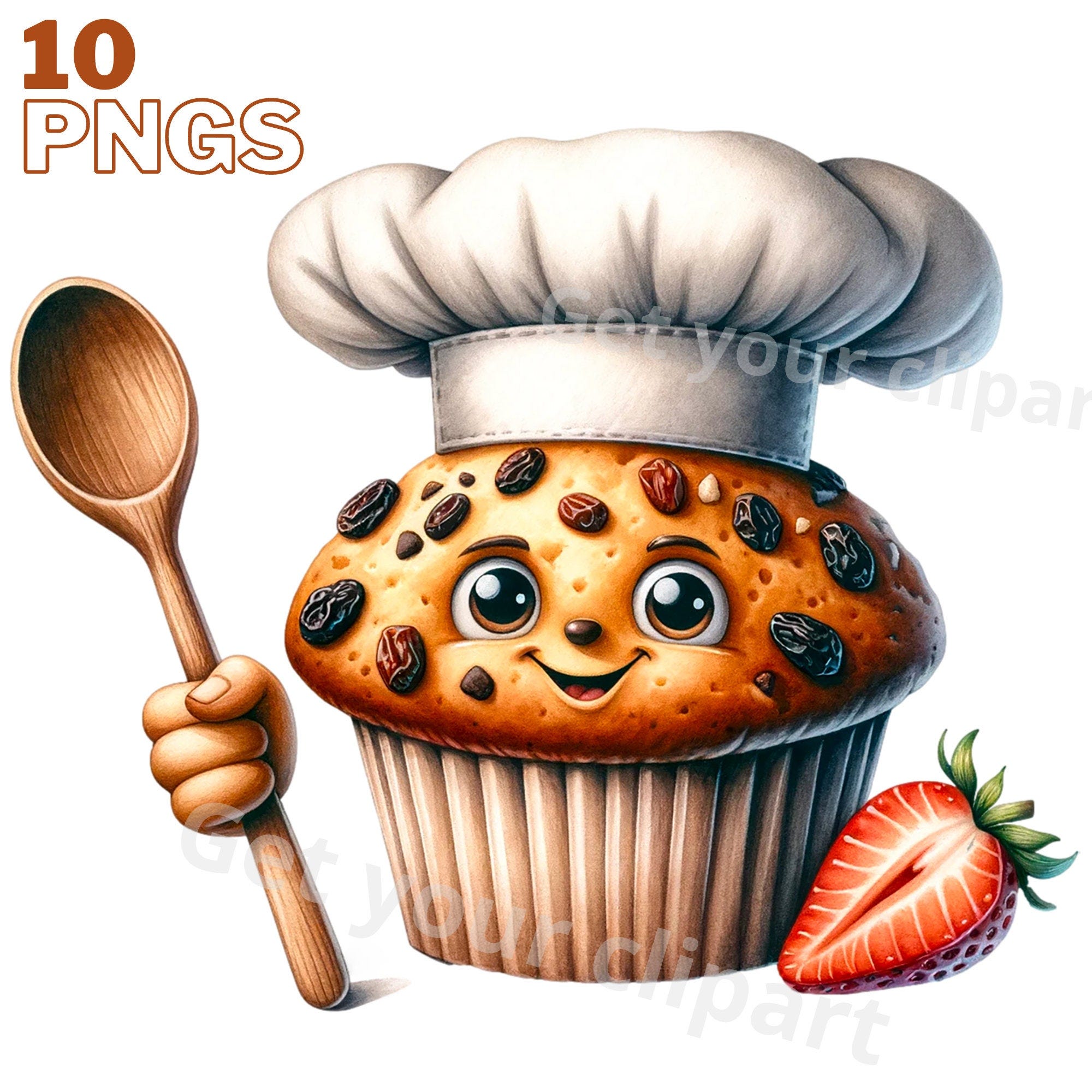 Funny muffin clipart bundle, Treats graphics, Sweet treats clipart bundle, Set of 10, With Commercial use