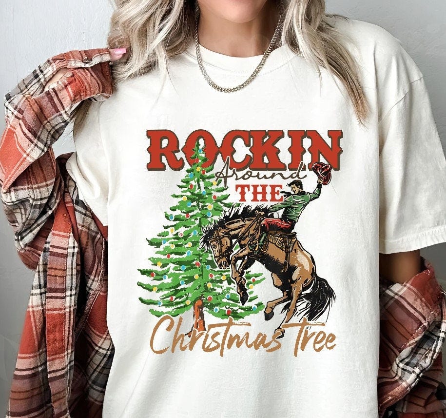 Rockin around the Christmas tree PNG , Country Christmas png Retro Christmas ,Sublimation design Digital Instant download ,sublimation png