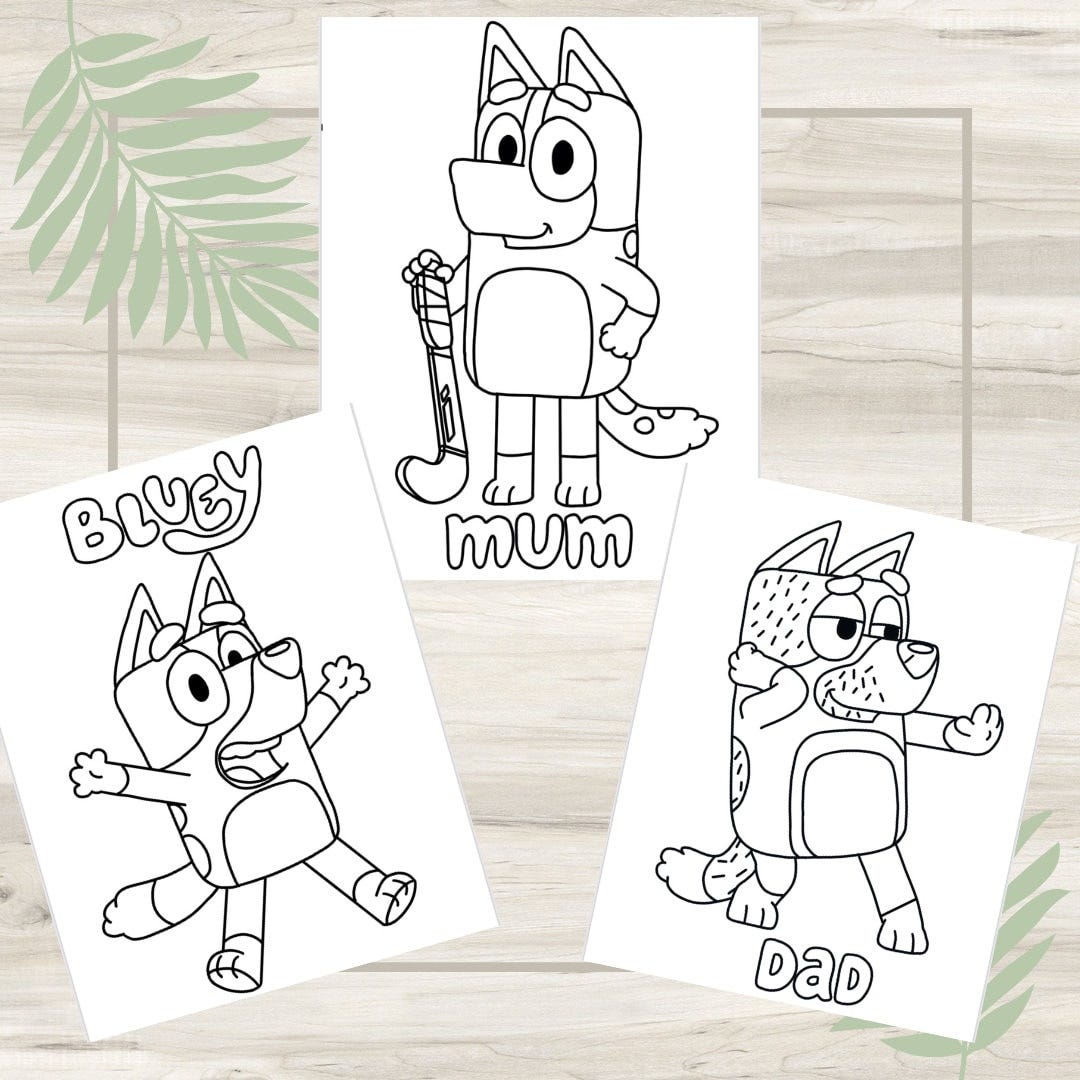 Bluey Bingo Coloring Pages - 3 Pack Digital Download - Print at Home - Bluey Gift Favors - Bluey Party - Bluey Birthday - Bluey Show Gifts