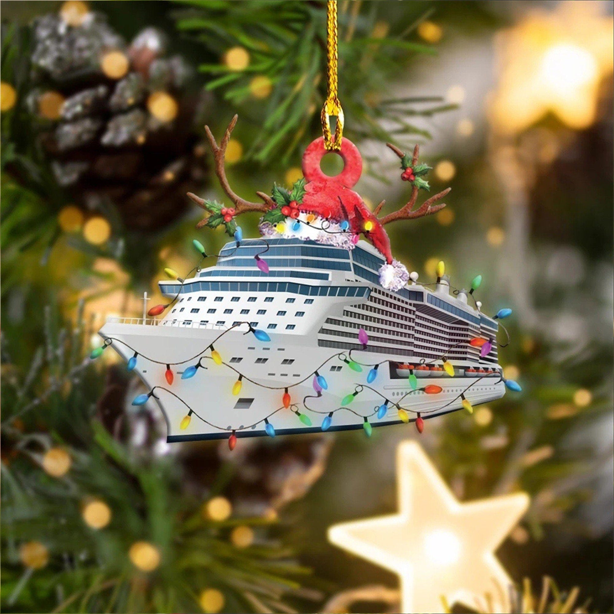 Cruise Ship Christmas Ornament, Cruise Ornament Gift, Cruise Vacation Holiday Cruise Christmas Light Gift Cruise Trip Gift Not 3D Product