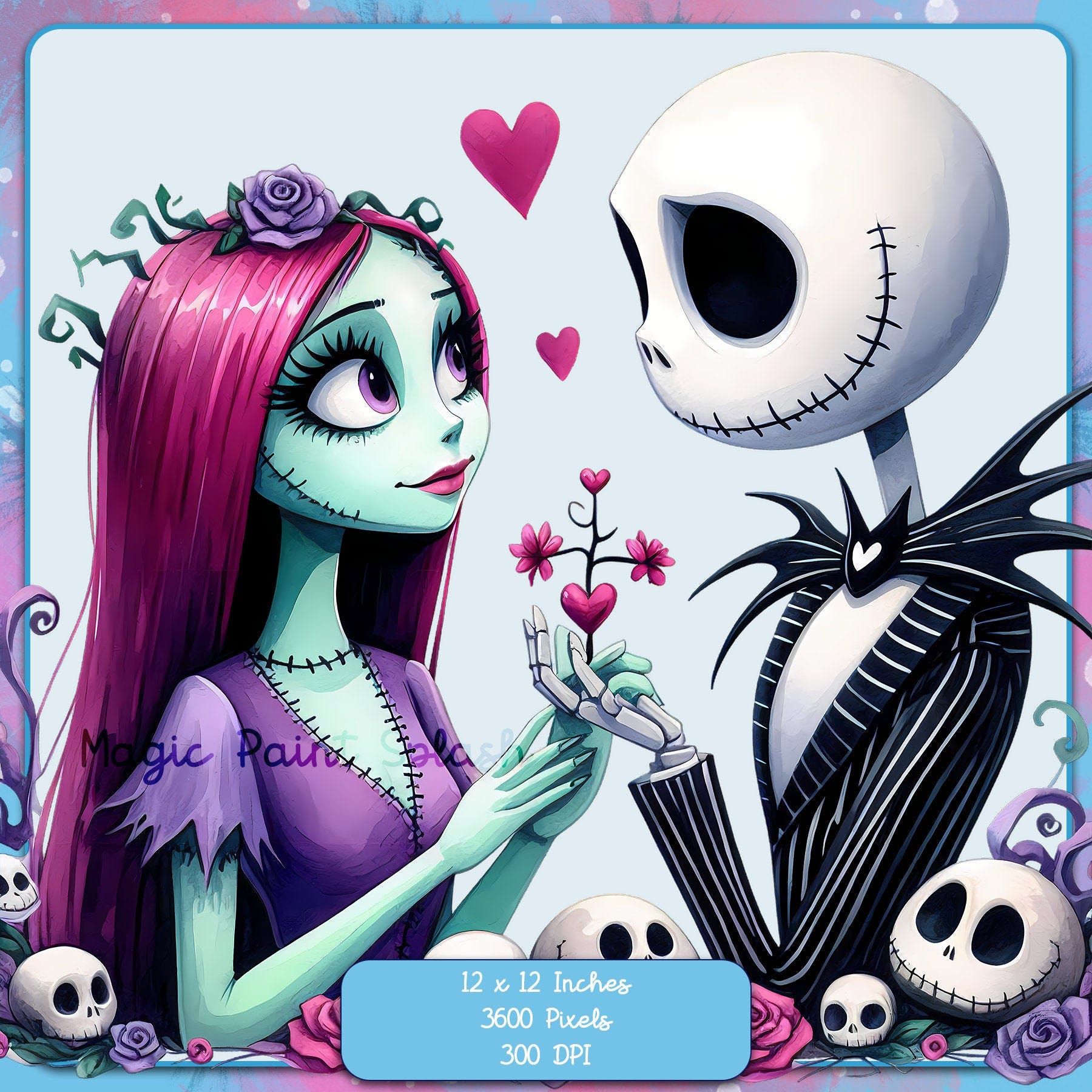 Jack and Sally PNG Image, Clipart Images, Graphics and Artwork, Rainbow Aesthetic, PNG Christmas Nightmare Images