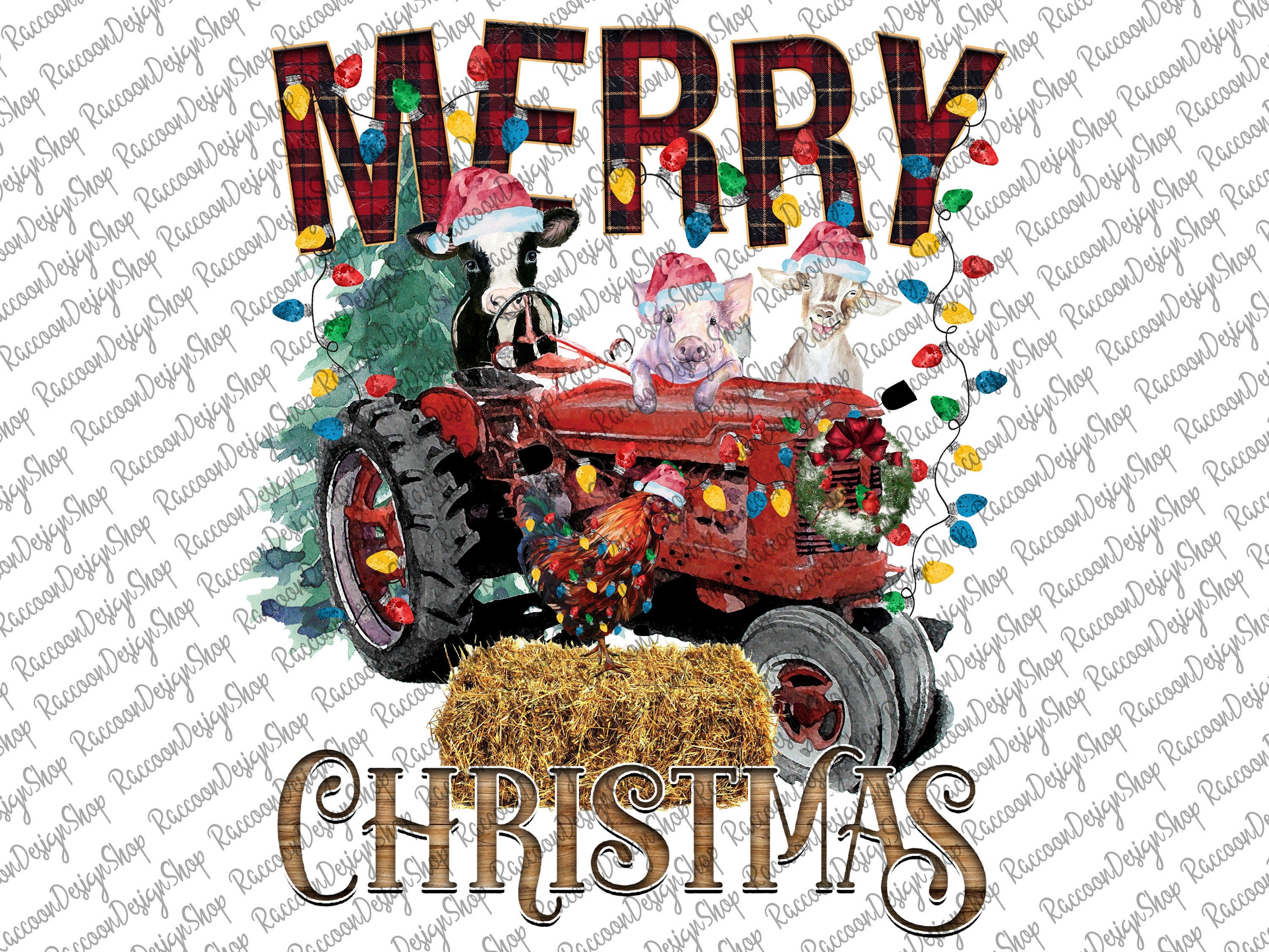Merry Christmas Farm Animals Png, Christmas Animals, Digital Download, Png, Merry Christmas,Christmas Png,Sublimation Designs Downloads