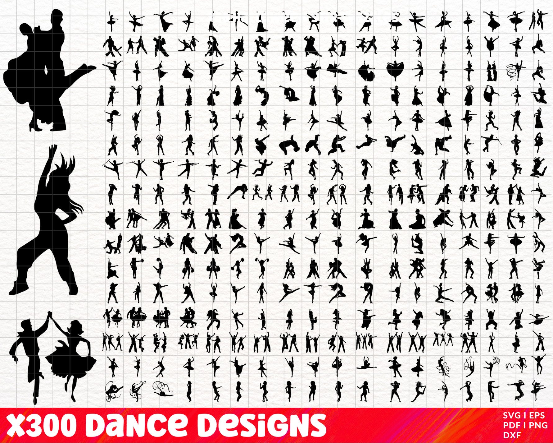 Dance SVG Bundle, Dance PNG Bundle, Dance Clipart, Dancing SVG Cut Files for Cricut, Dance Team Svg, Dance Silhouette, Dance Couple Svg