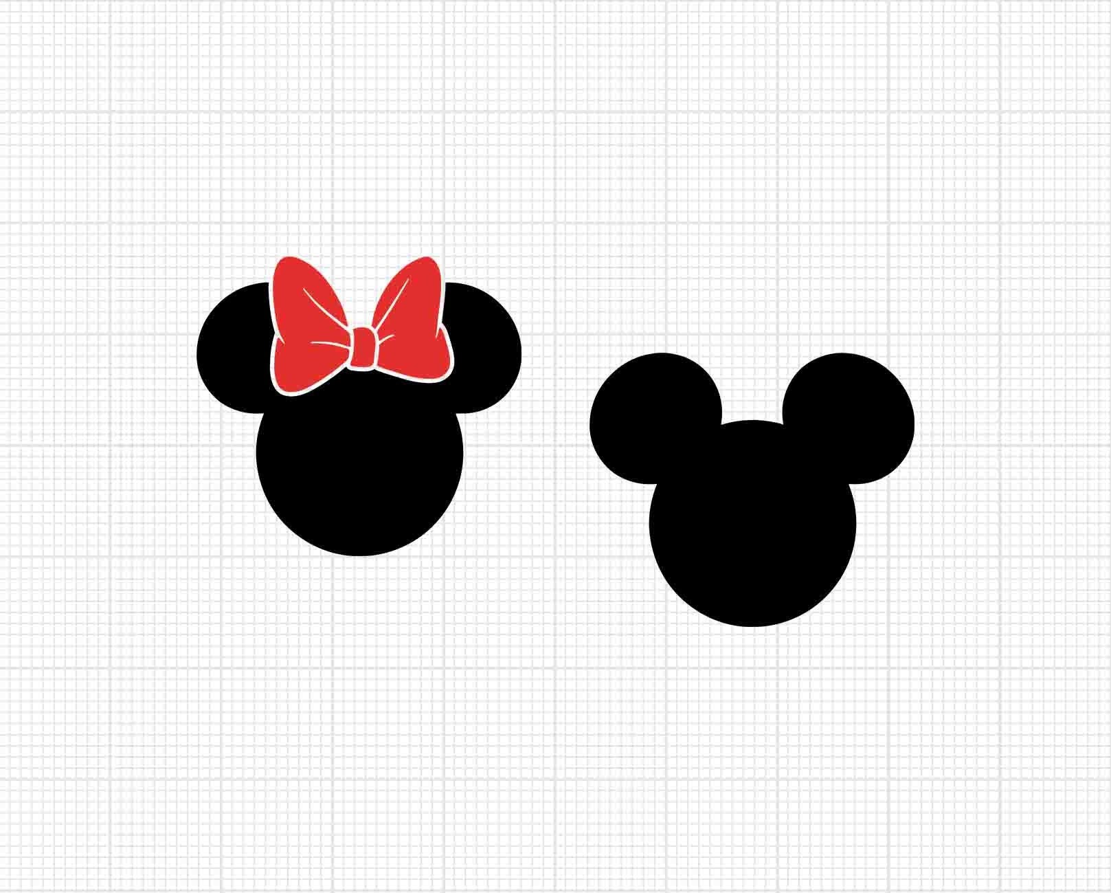 Mickey Minnie Mouse, Ears Head Bow, Matching, Couple, Family, Svg and Png Formats, Cut, Cricut, Silhouette, Instant Download